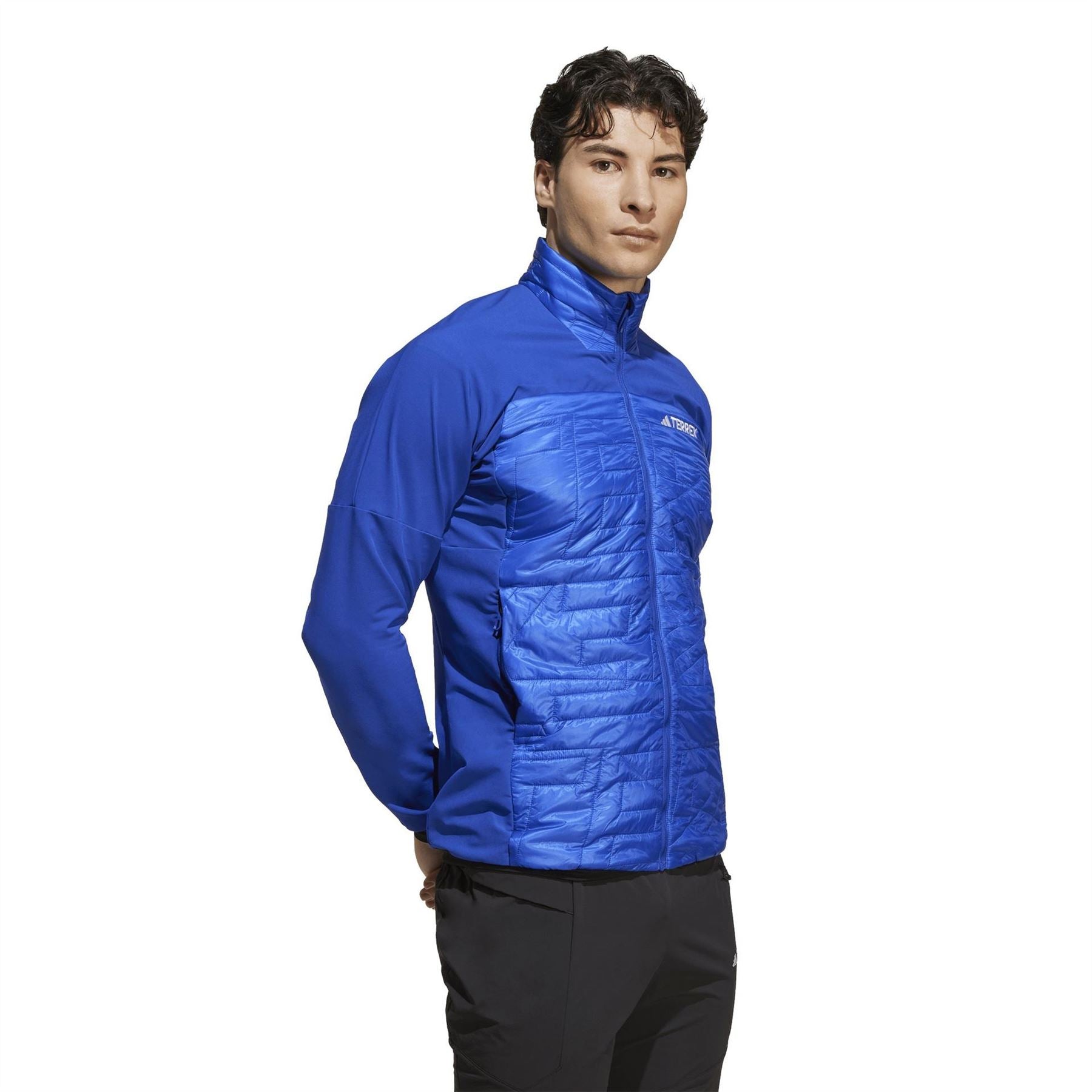 adidas Solid Patterned Hybrid Jacket with Zipped Pocket and Logo Print