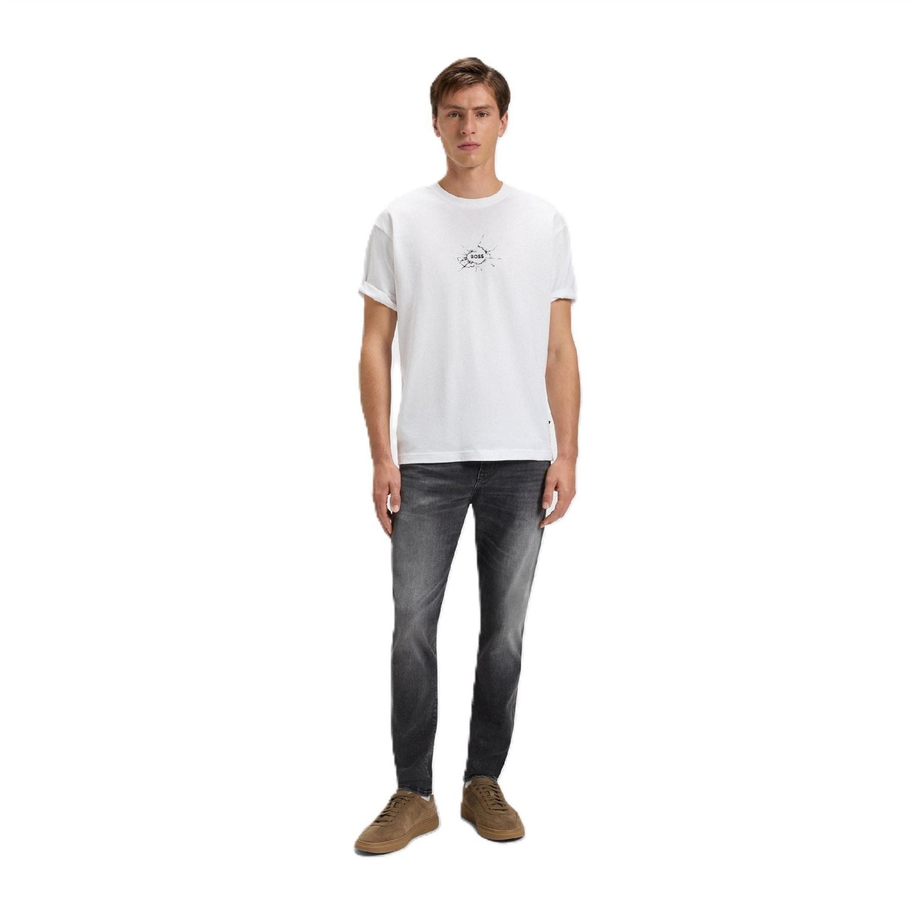 Boss Graphic Crew Neck Drop Shoulder Jersey T-Shirt