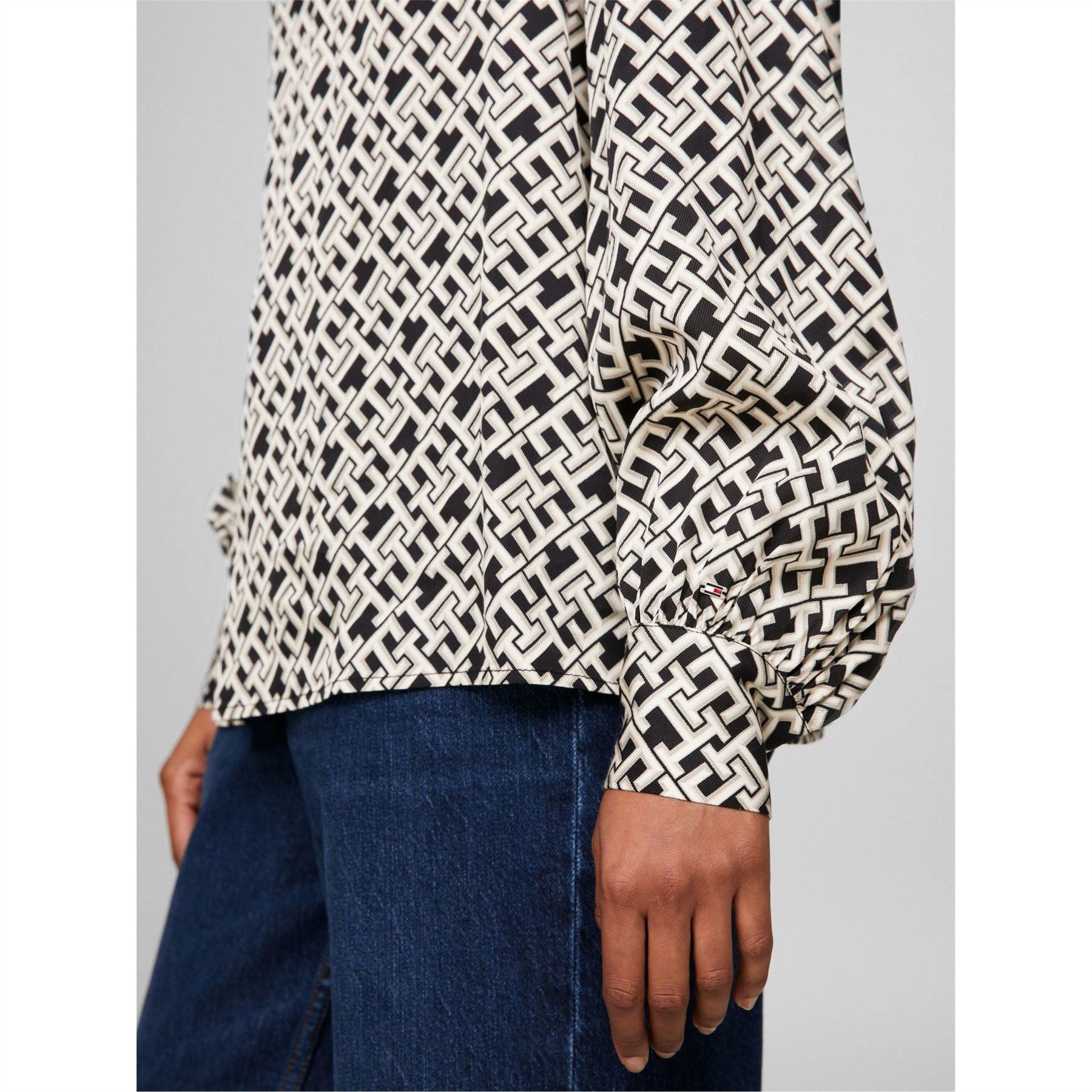 Tommy Hilfiger High Neck Relaxed Fit Long Sleeve Blouse