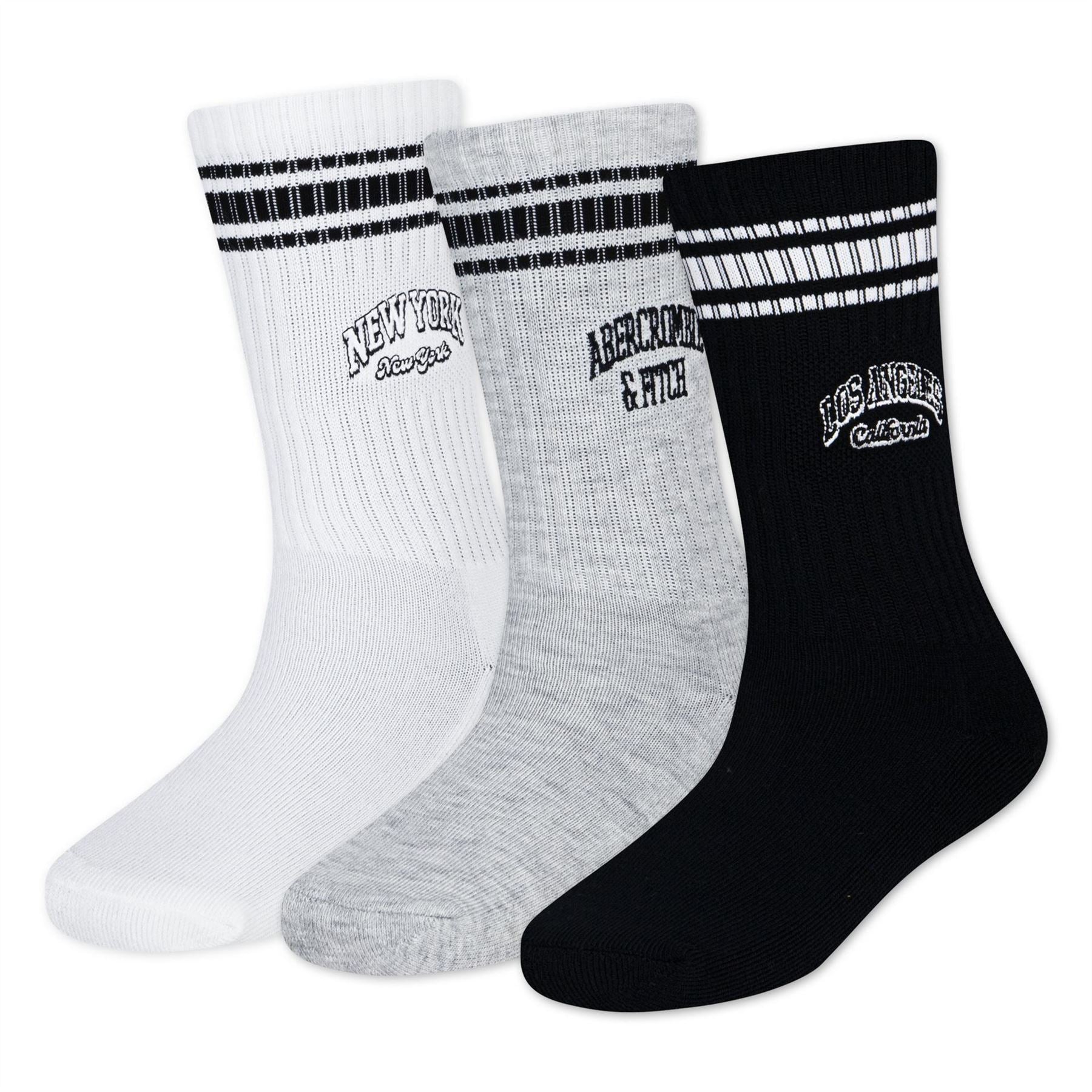Abercrombie and Fitch 3 Pack Long Crew Socks