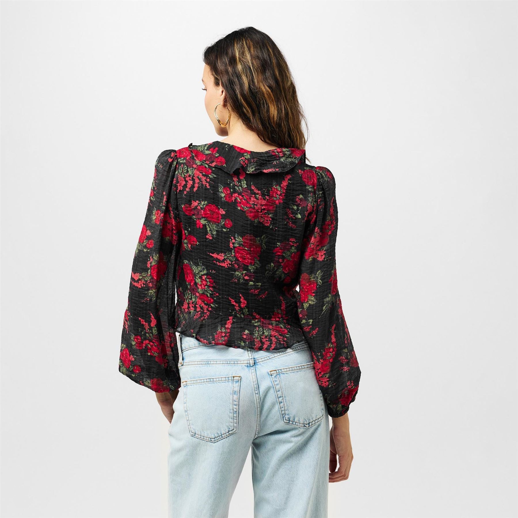 Nobodys Child Plunging Neck Relaxed Fit Blouse