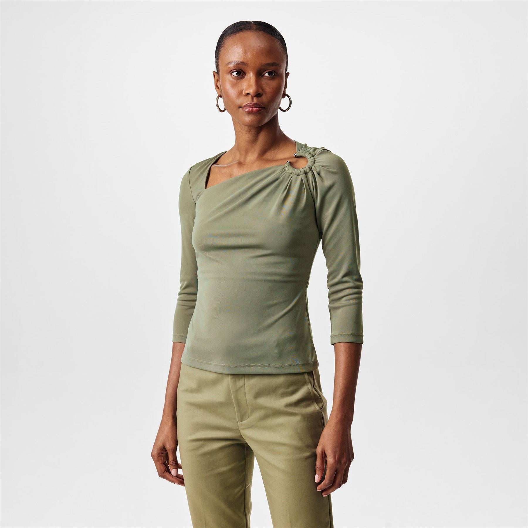 Lauren by Ralph Lauren Slim Fit Asymmetric Long Sleeve T-Shirt