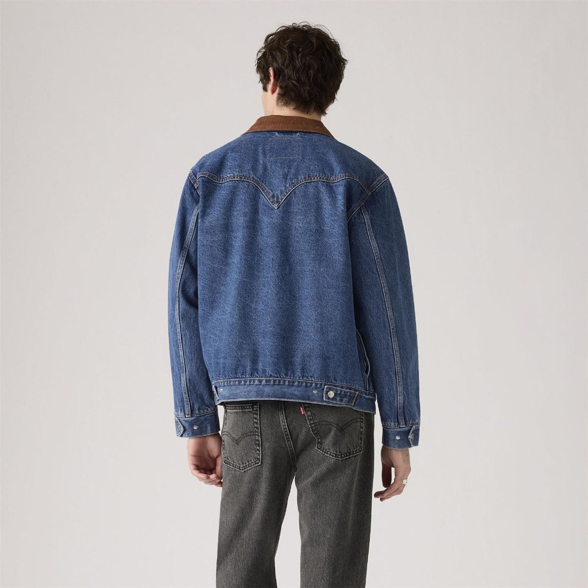 Levis Western Solid Patterned Snap Button Shirt Collared Denim Jacket