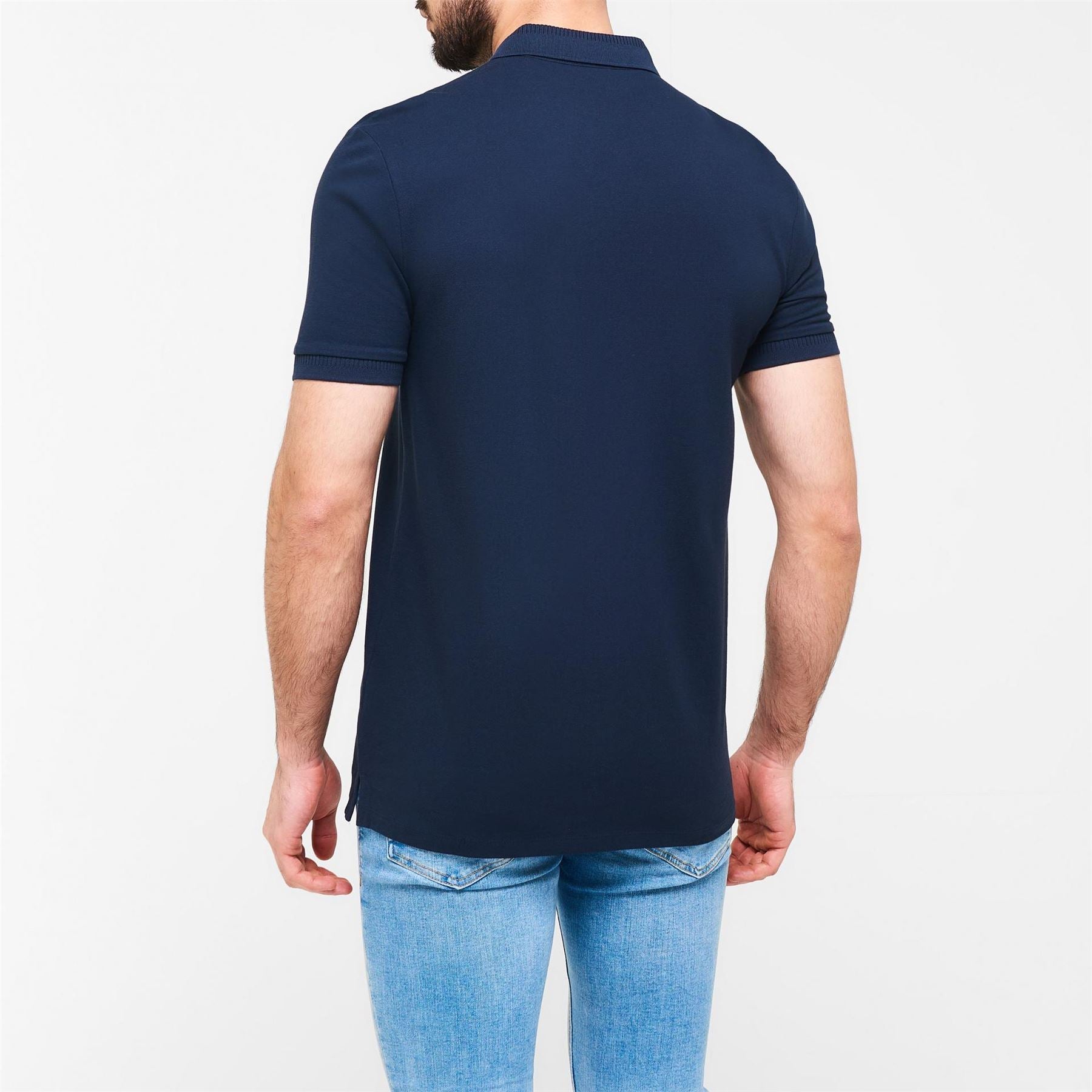 Hugo HUGO Deruso Short Sleeve Polo Shirt with Logo Detail and Ribbed Collar   Premium Cotton