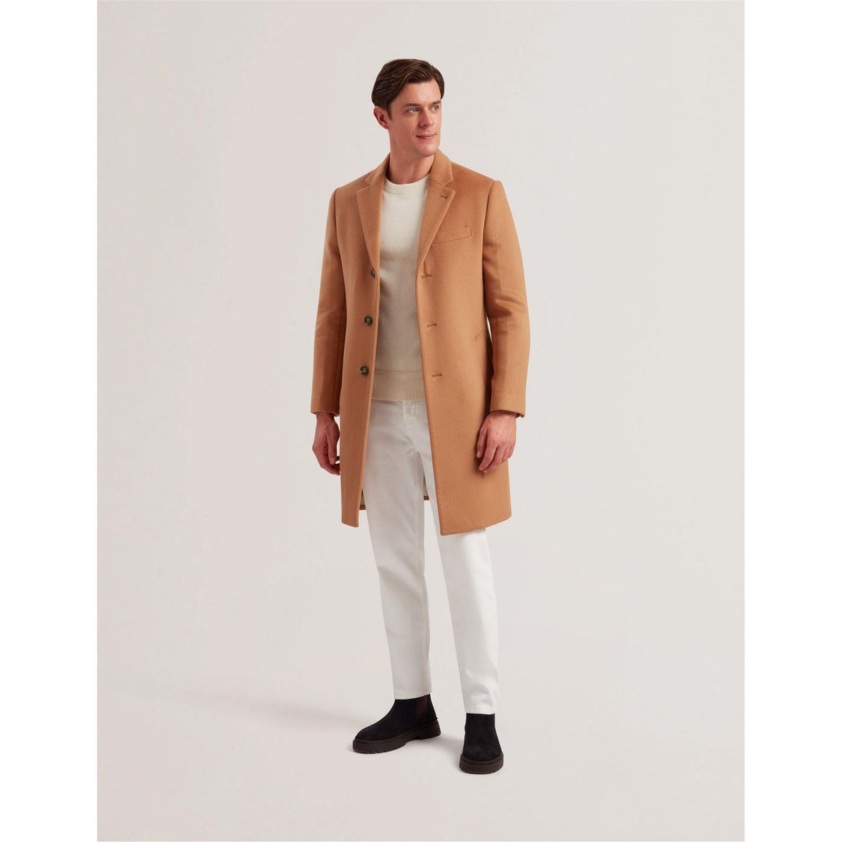 Ted Baker Solid Patterned Over Coat with Flap Pocket