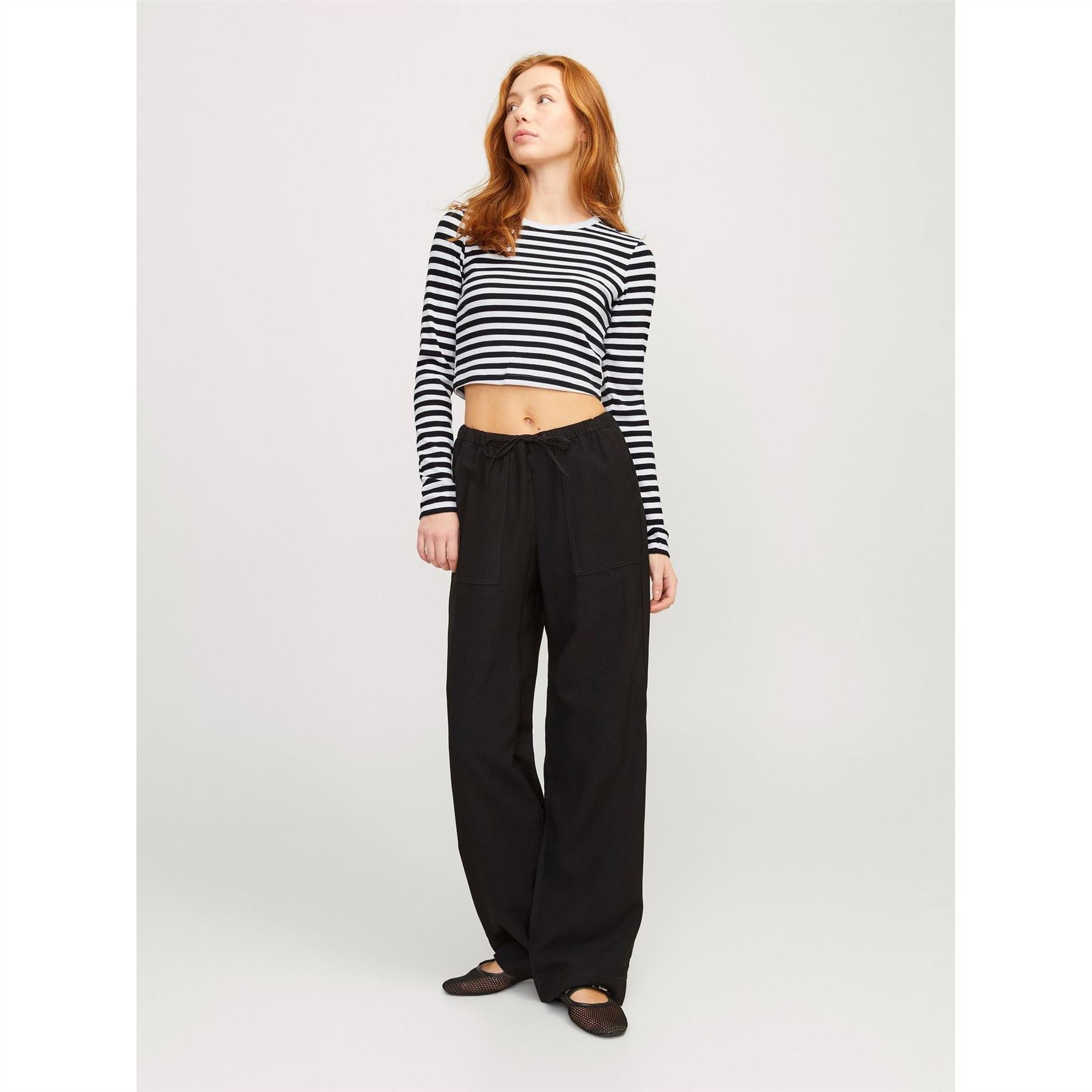 JJXX Feline Long Sleeve Striped Crop Top