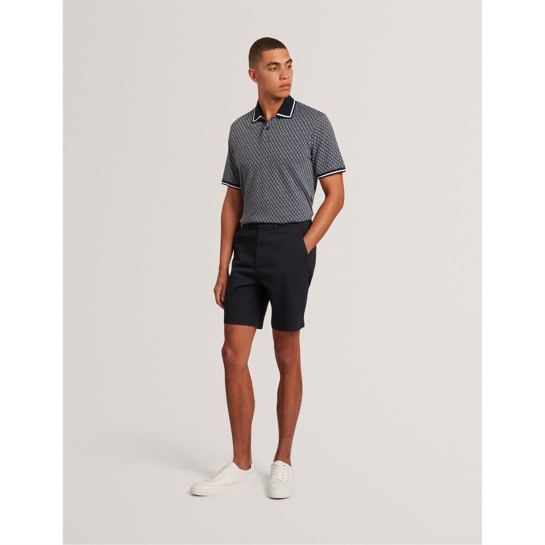 Ted Baker Solid Patterned Chino Shorts