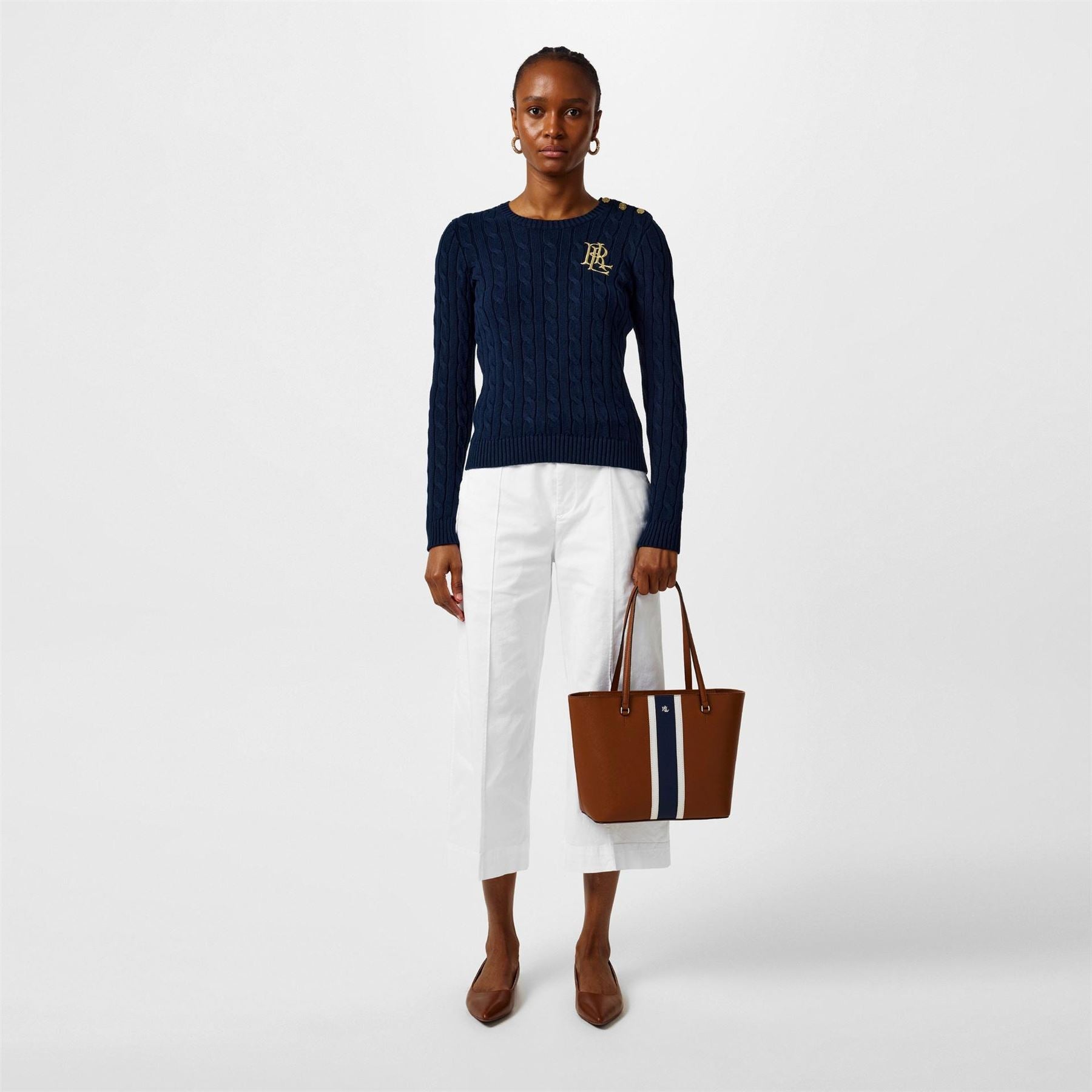 Lauren by Ralph Lauren Trim Cable Knit Jumper