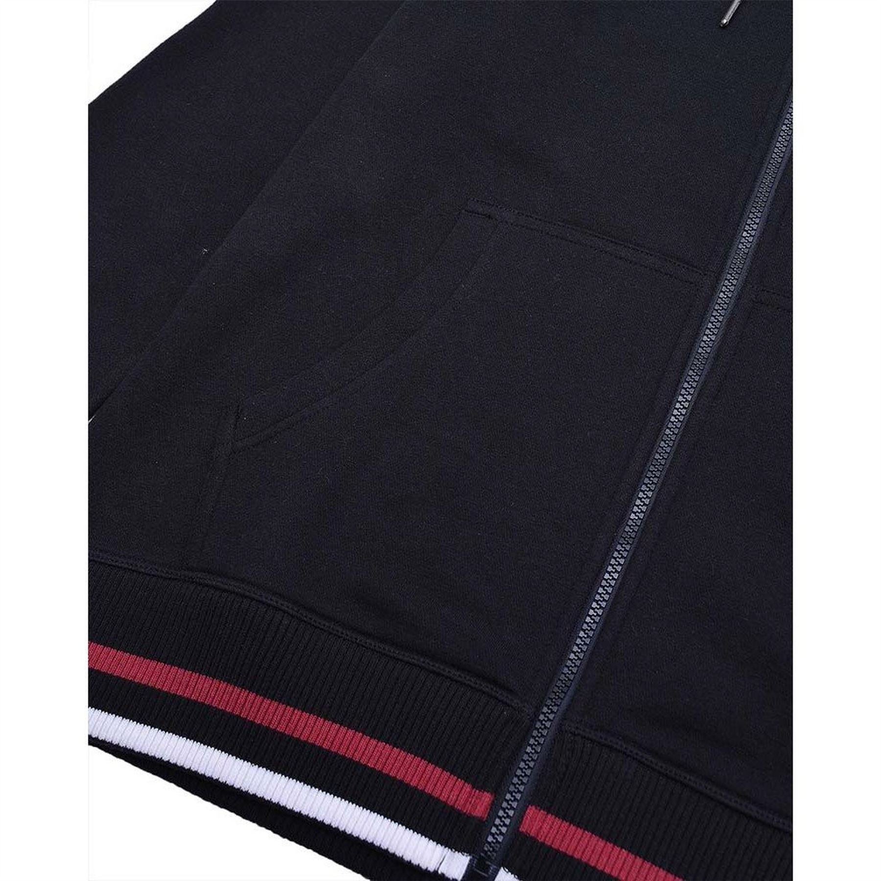 Lambretta Solid Patterned Hooded Ribbed Cuff Sweat Jacket
