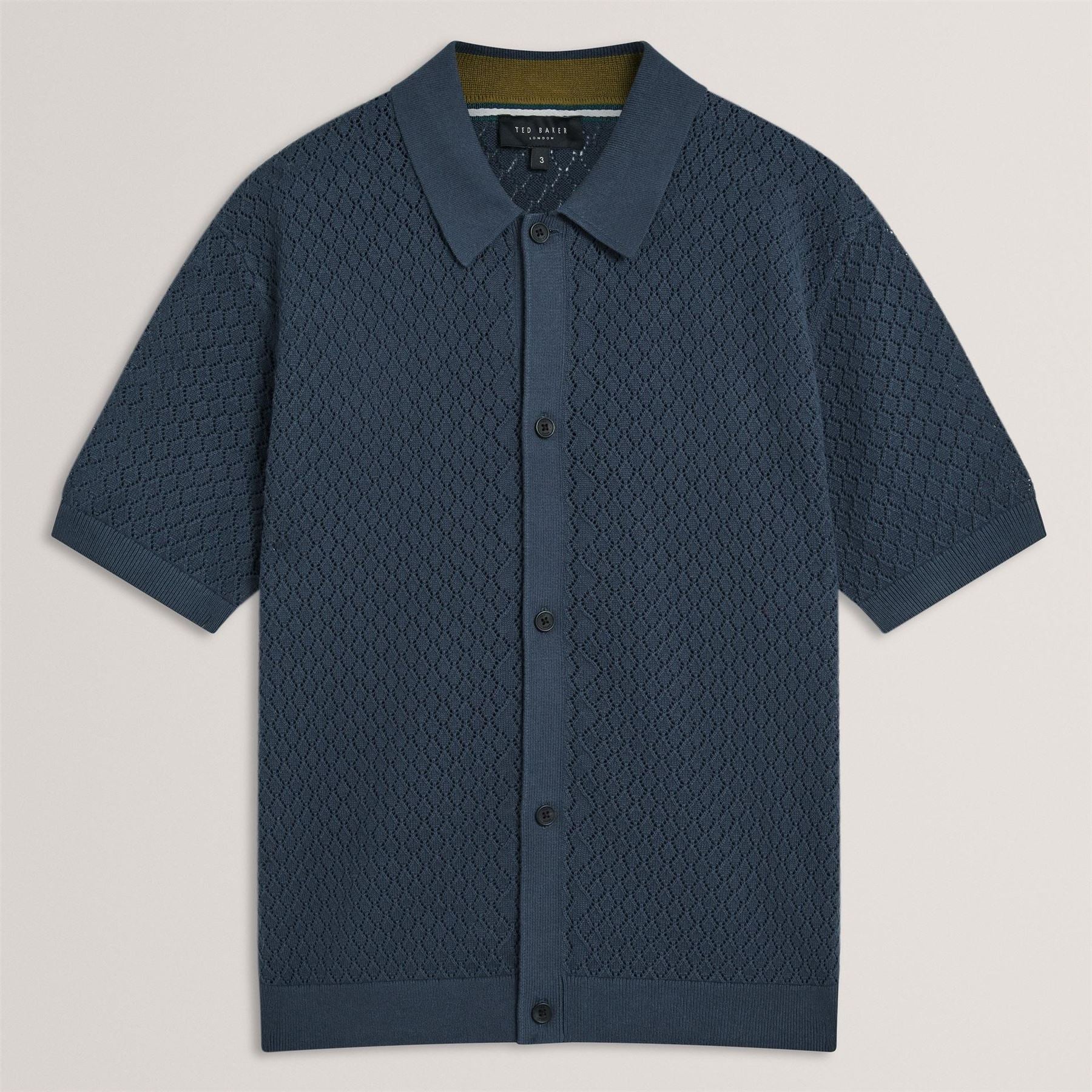 Ted Baker Diamond Crochet Knit Short Sleeve Shirt