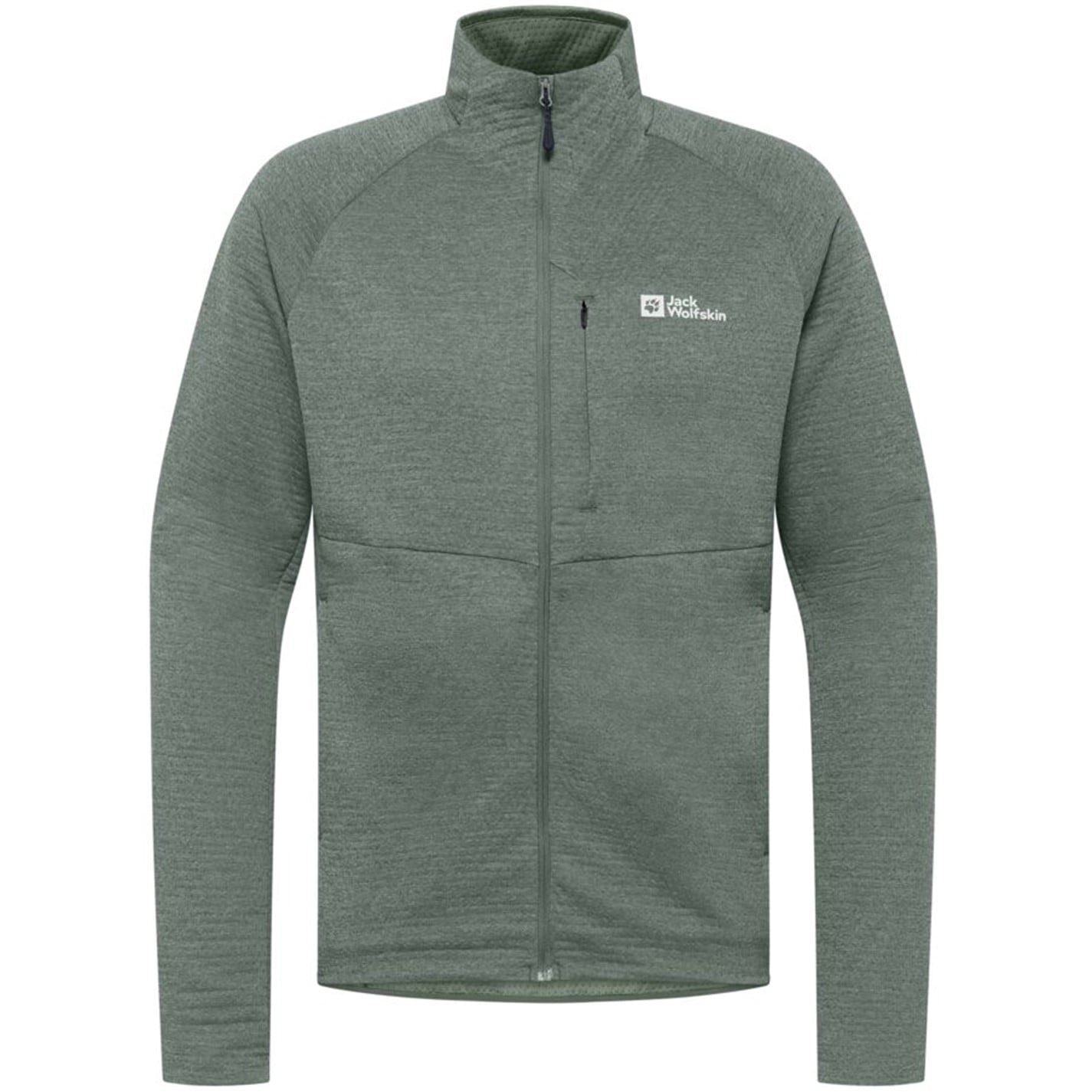 Jack Wolfskin Taiga Heathered Patterned Full Zipper Ribbed Cuff Fleece Jacket