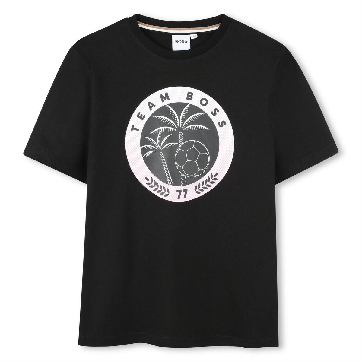 Boss Junior Football Font Logo Print T-Shirt