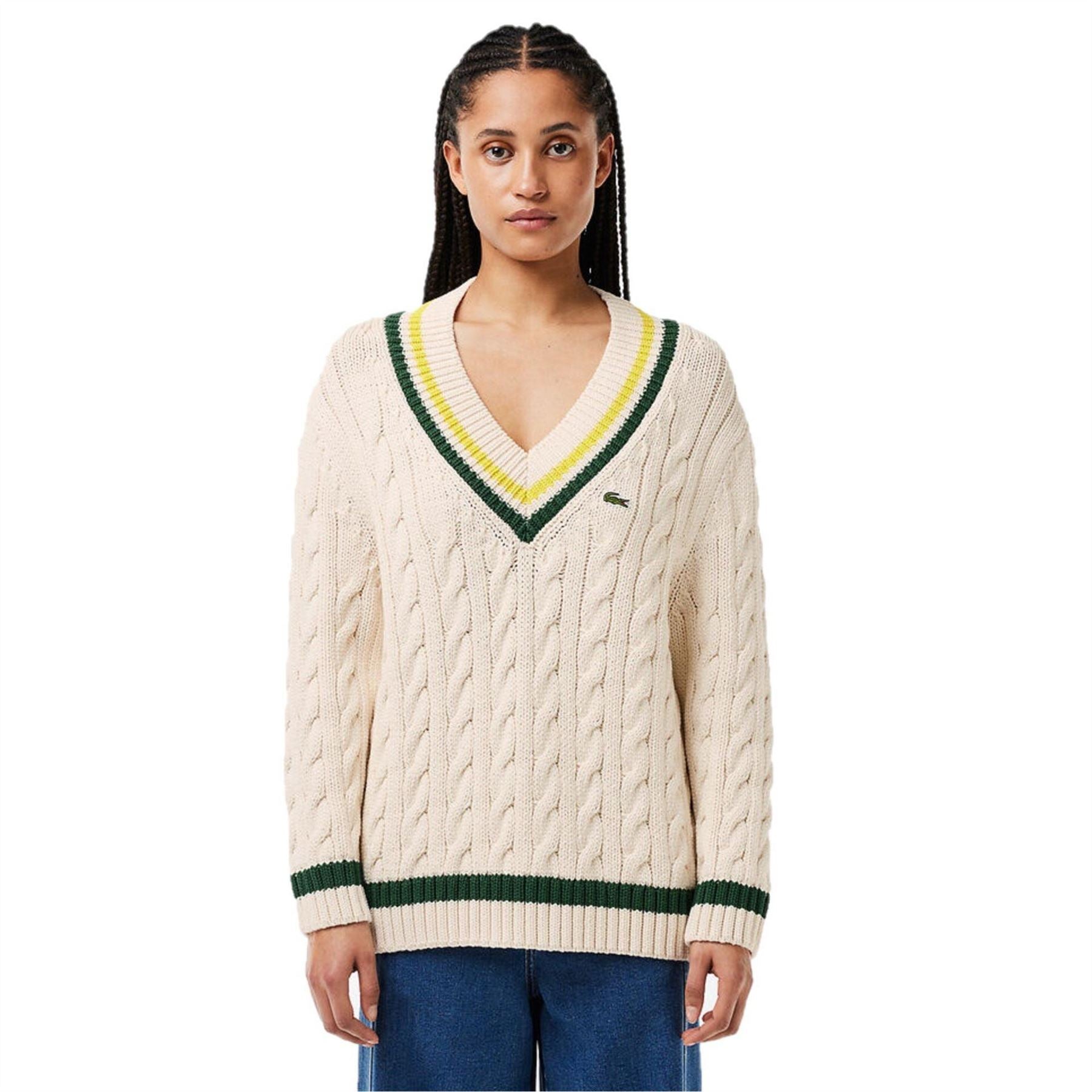 Lacoste V-Neck Relaxed Fit Long Sleeve Sweater