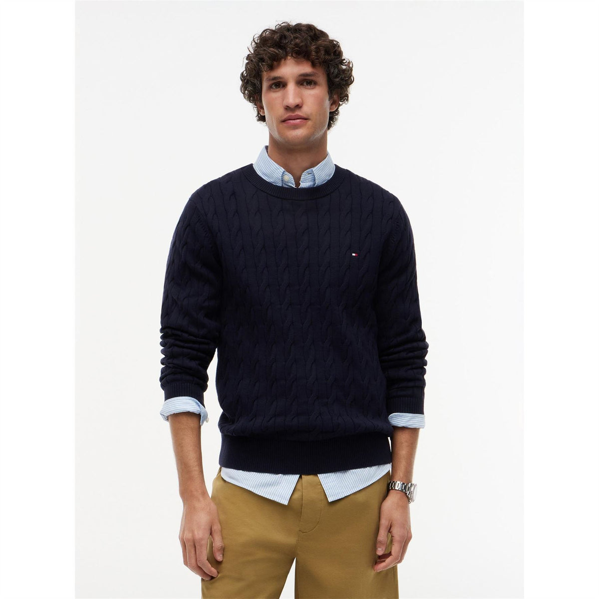 Tommy Hilfiger Cable Knit Cotton Crew Neck Jumper