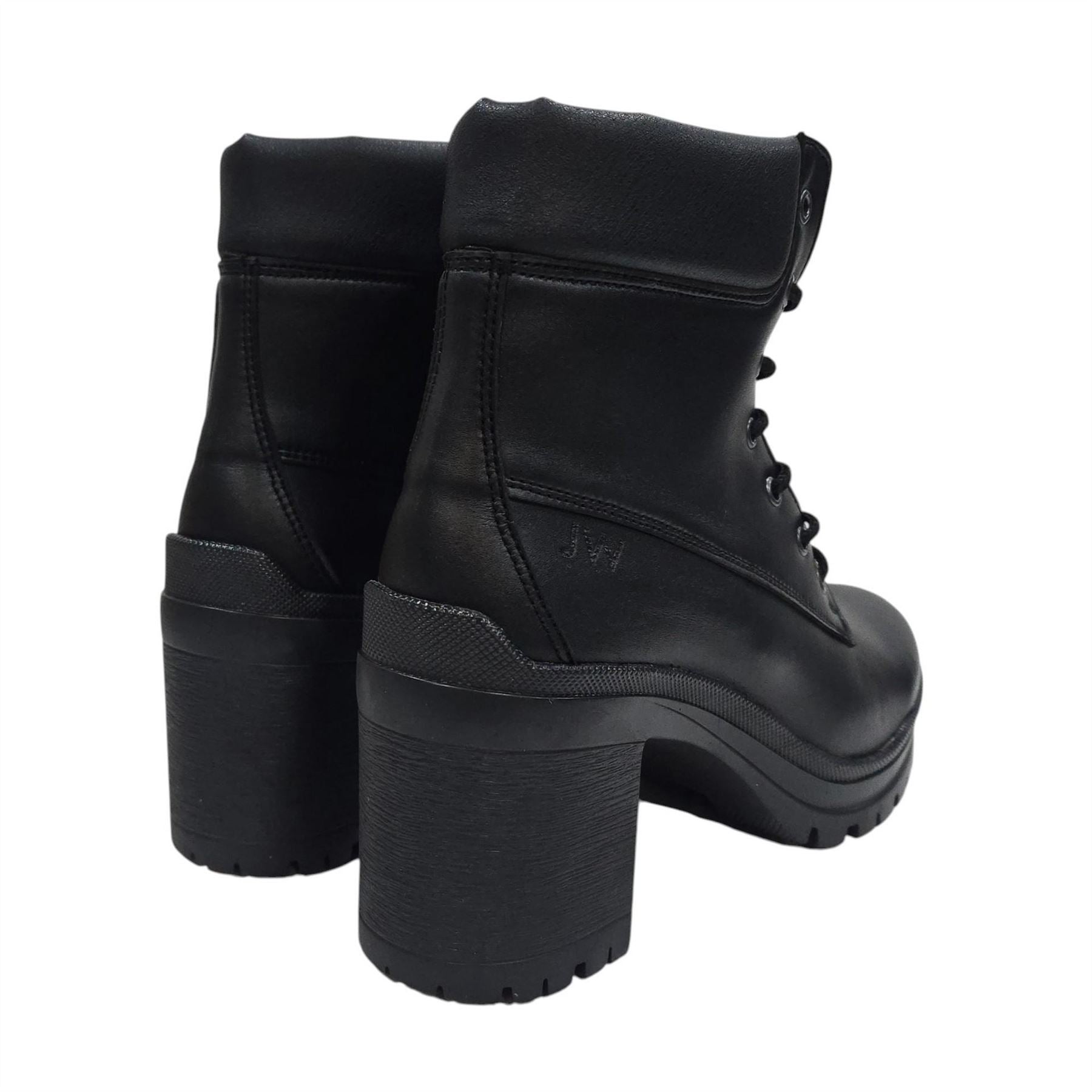 Jack Wills Premium Leather Block Heel Lace Up Ankle Boots