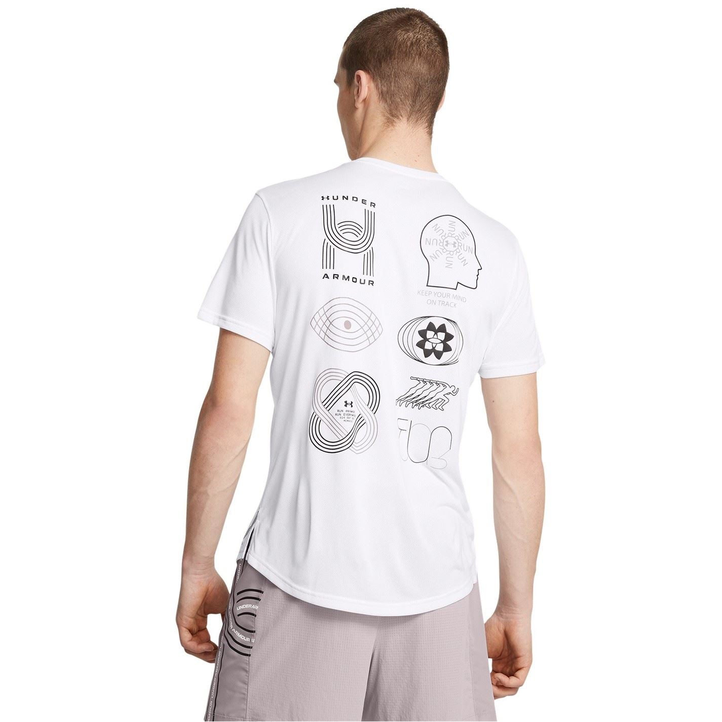 Under Armour Run Graphic Lettering Crew Neck Athletic Top