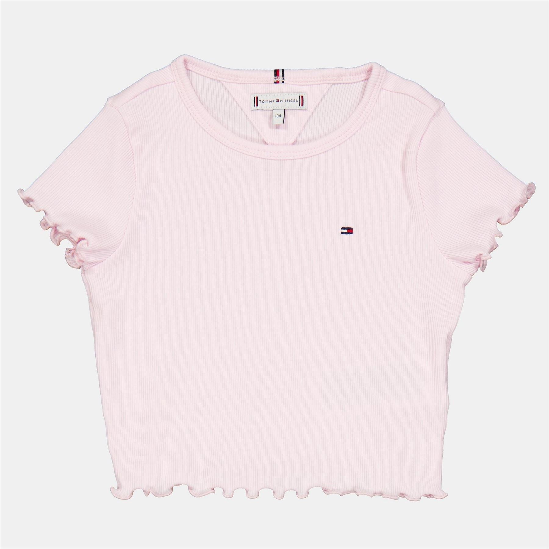 Tommy Hilfiger Essential Cropped Ruffle Sleeve Rib Top