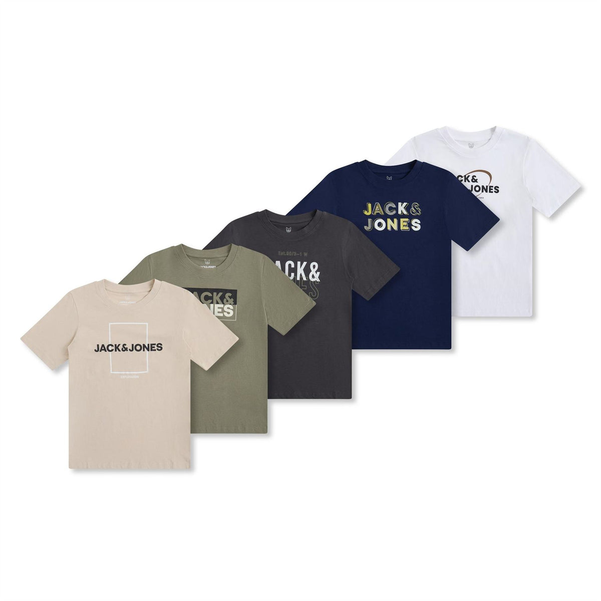 Jack and Jones Andrew 5 Pack T-Shirt