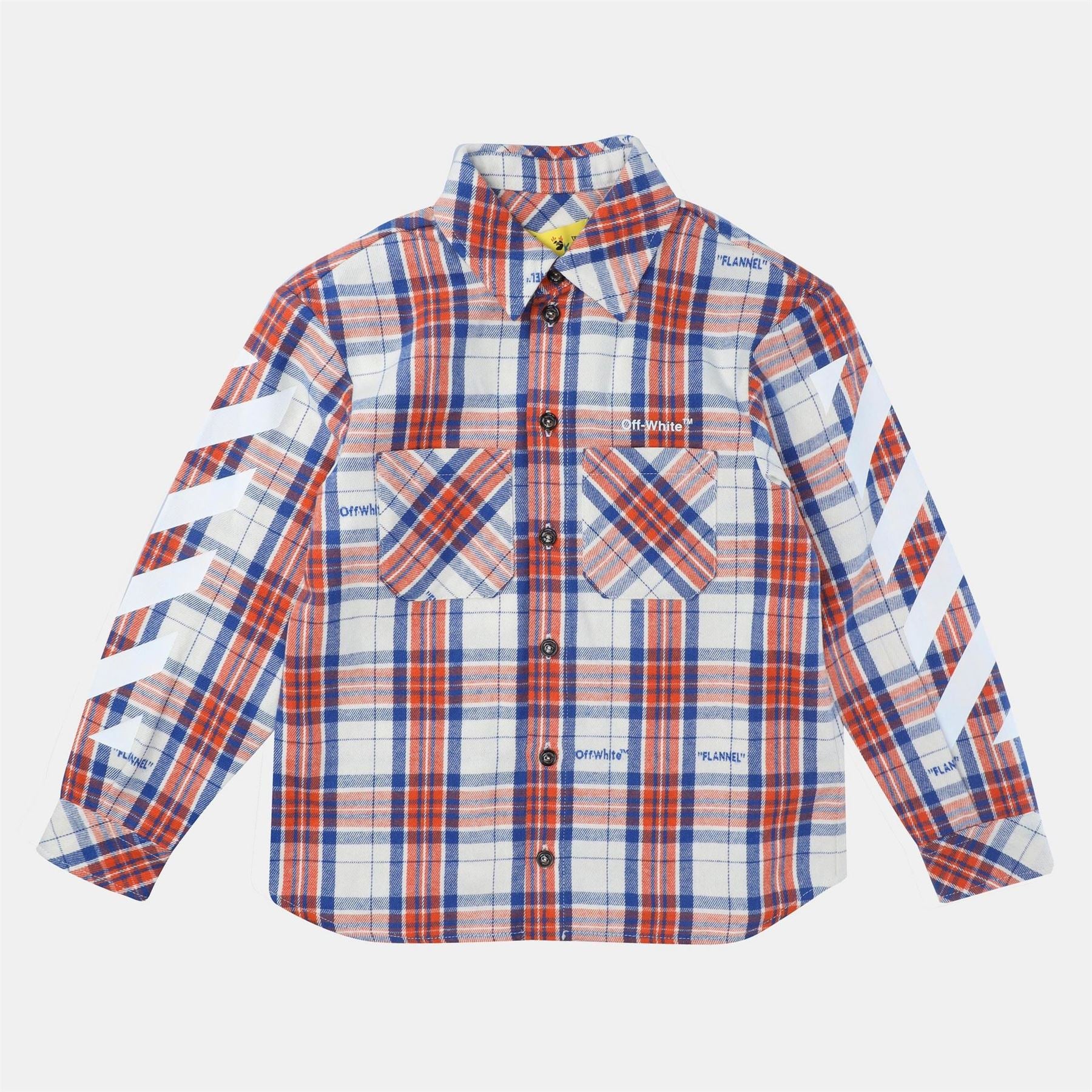 Off White Diagonal Check Flannel Shirt
