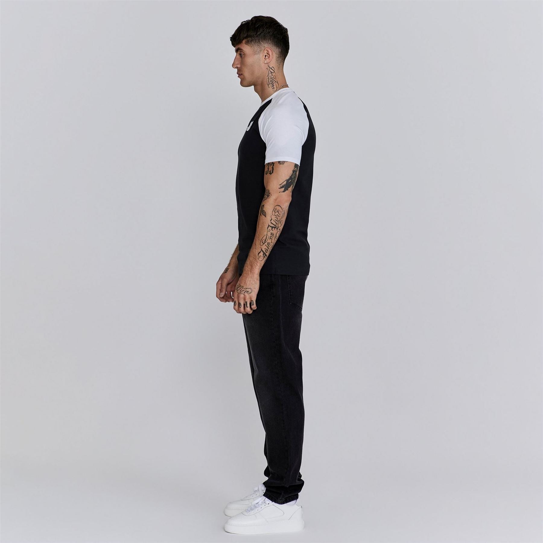 SikSilk Raglan Regular Fit Crew Neck T-Shirt