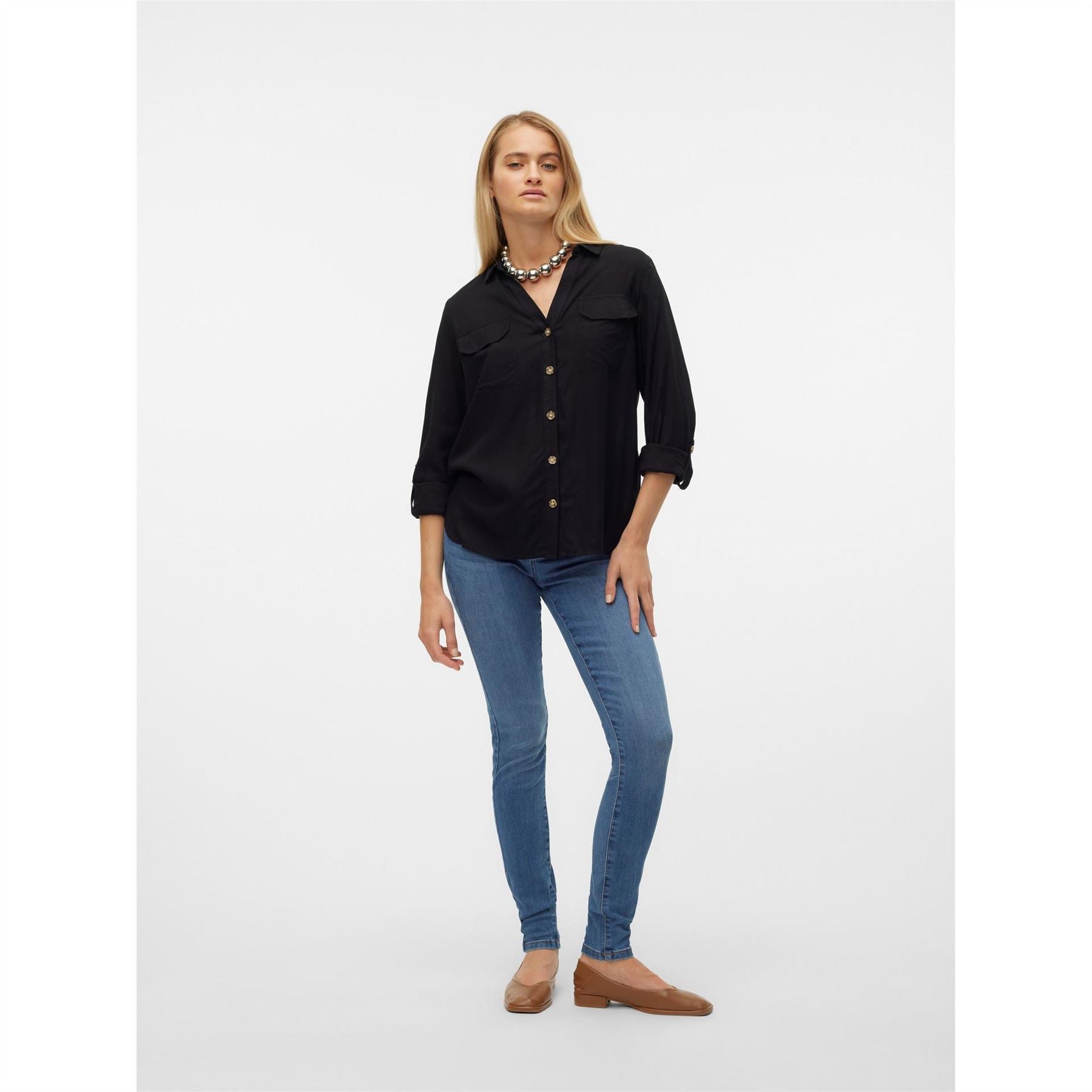 Vero Moda Bumpy Regular Fit V-Neck Long Sleeve Shirt
