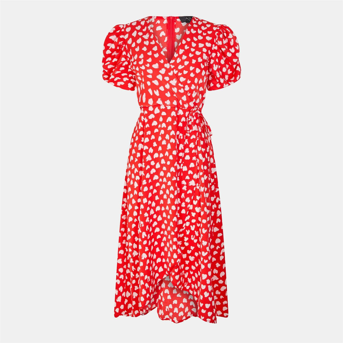 AX Paris Heart Printed Wrap Midi Dress