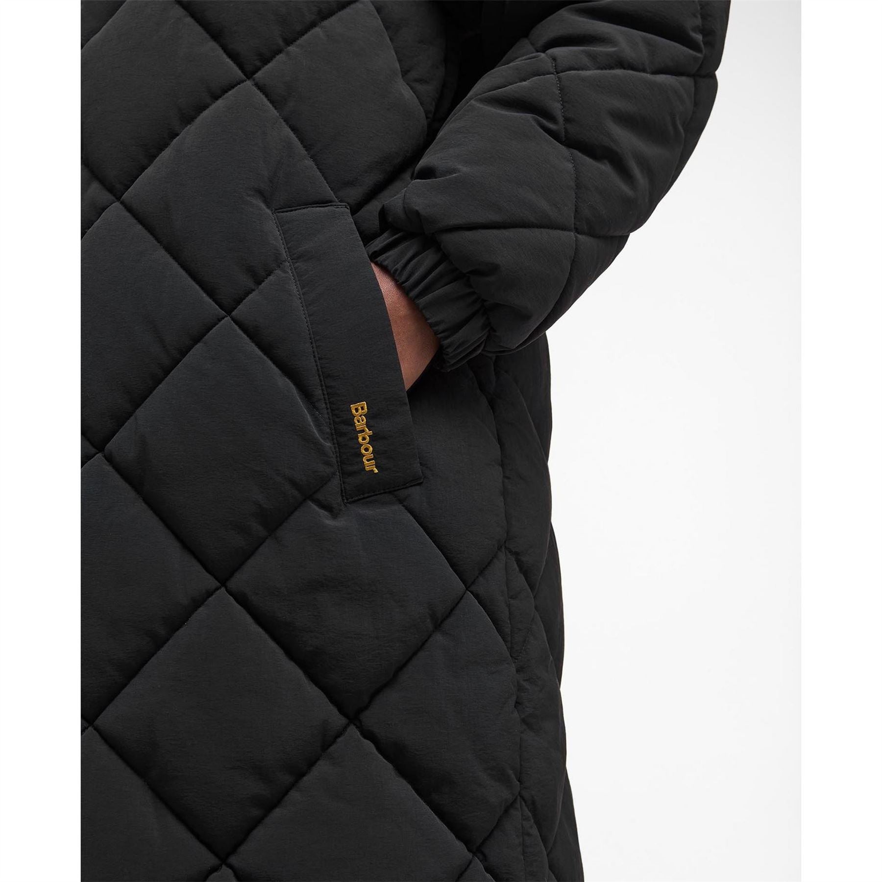 Barbour Kirkton Diamond Quilted Hooded Long Puffer Jacket