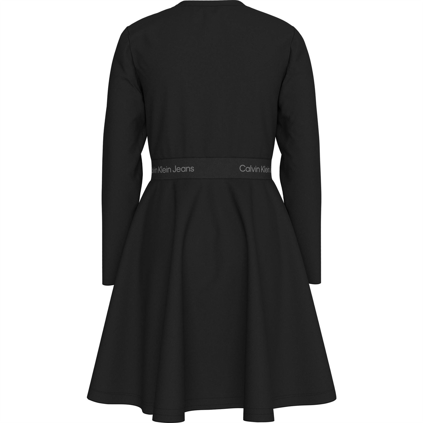 Calvin Klein Jeans Long Sleeve Tape Crew Neck Mini Skater Dress
