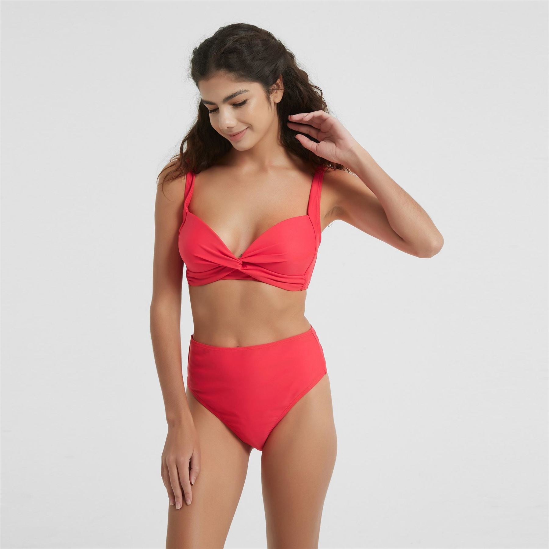 Be You Womens High Waist High Leg Bikini Bottoms