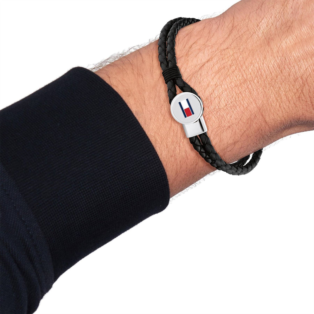 Tommy Hilfiger Hilfiger Men’s Braided Leather Bracelet