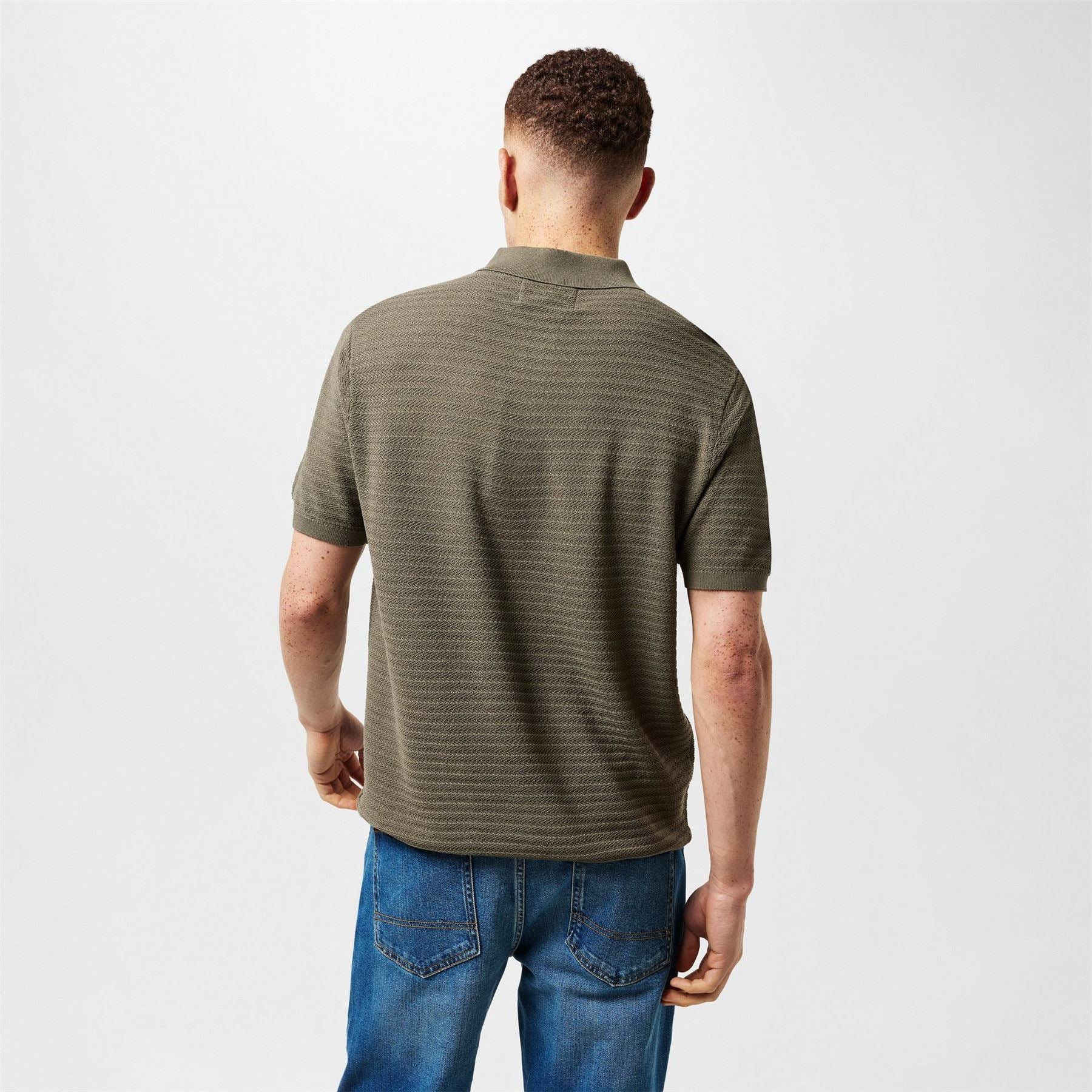 Jack Wills Herringbone Short Sleeve Polo Shirt