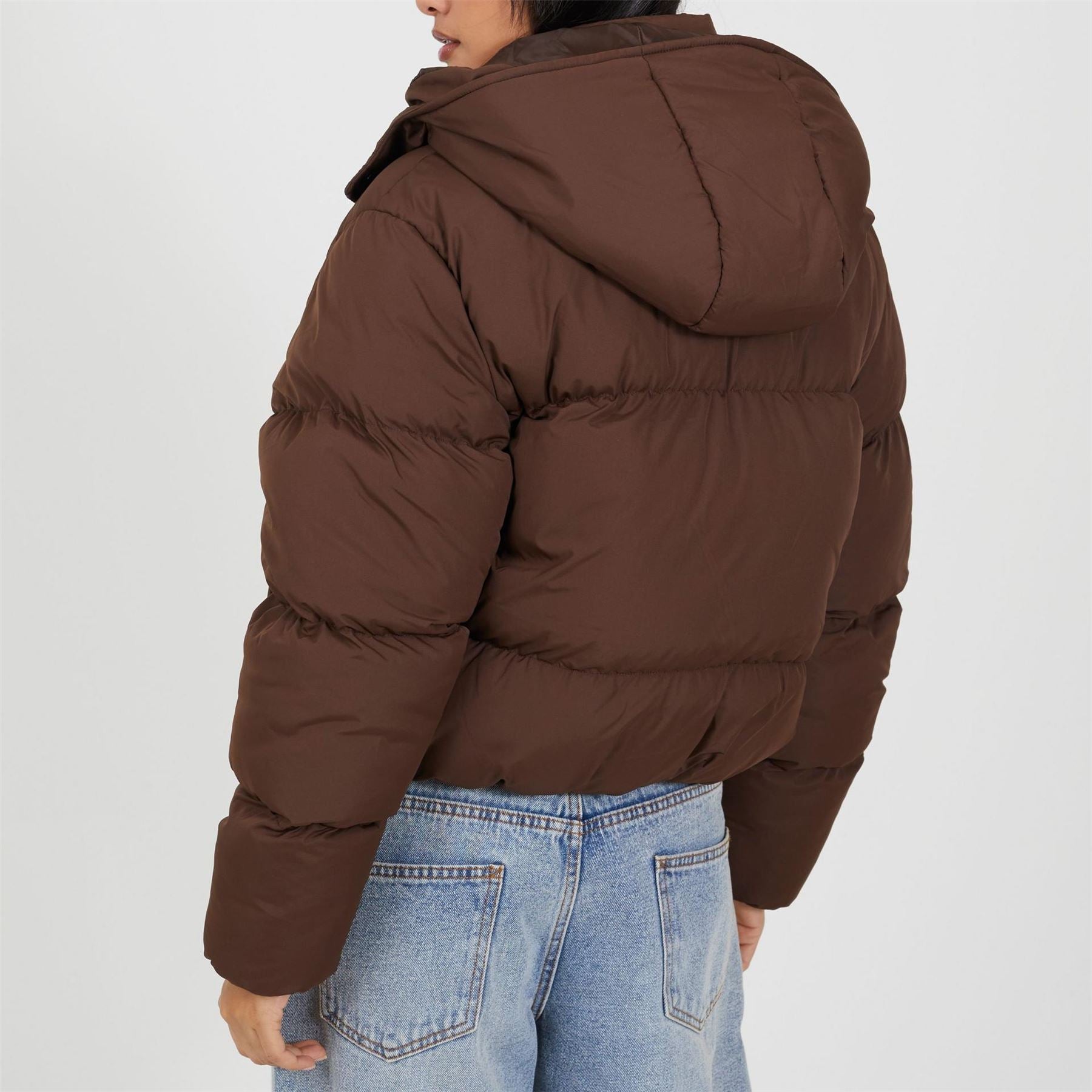 Brave Soul  Oversized Short Puffer Jacket With Hood