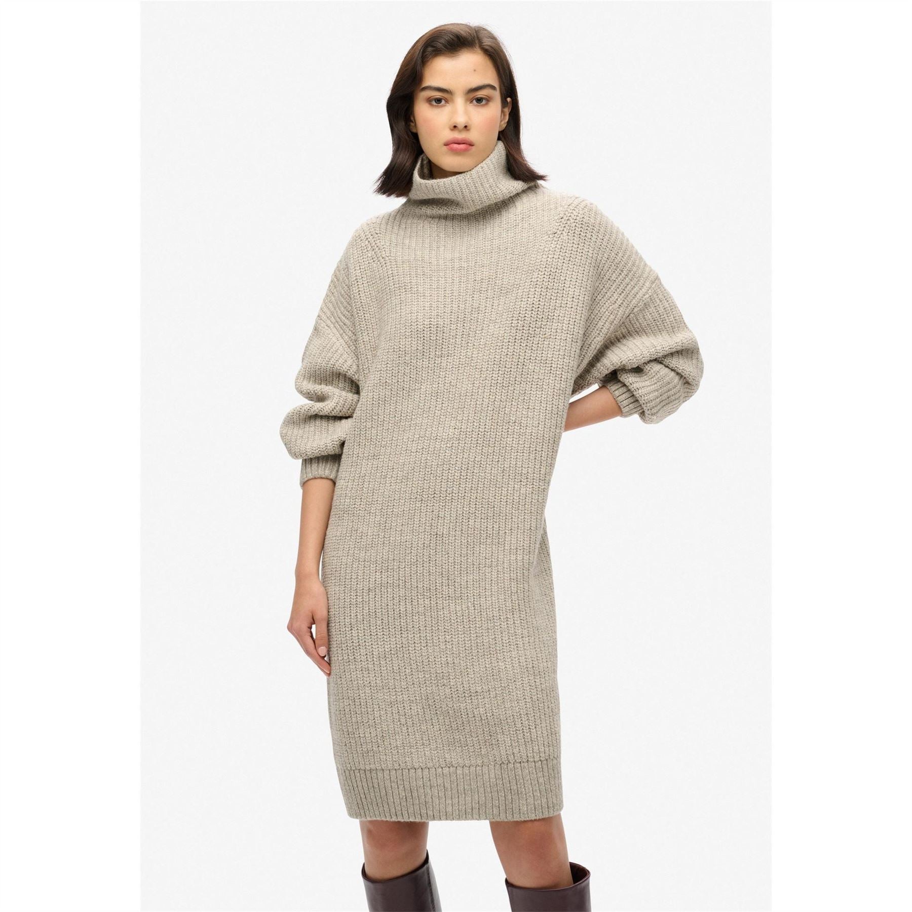 Superdry Knit Turtleneck Knee Length Sweater Dress