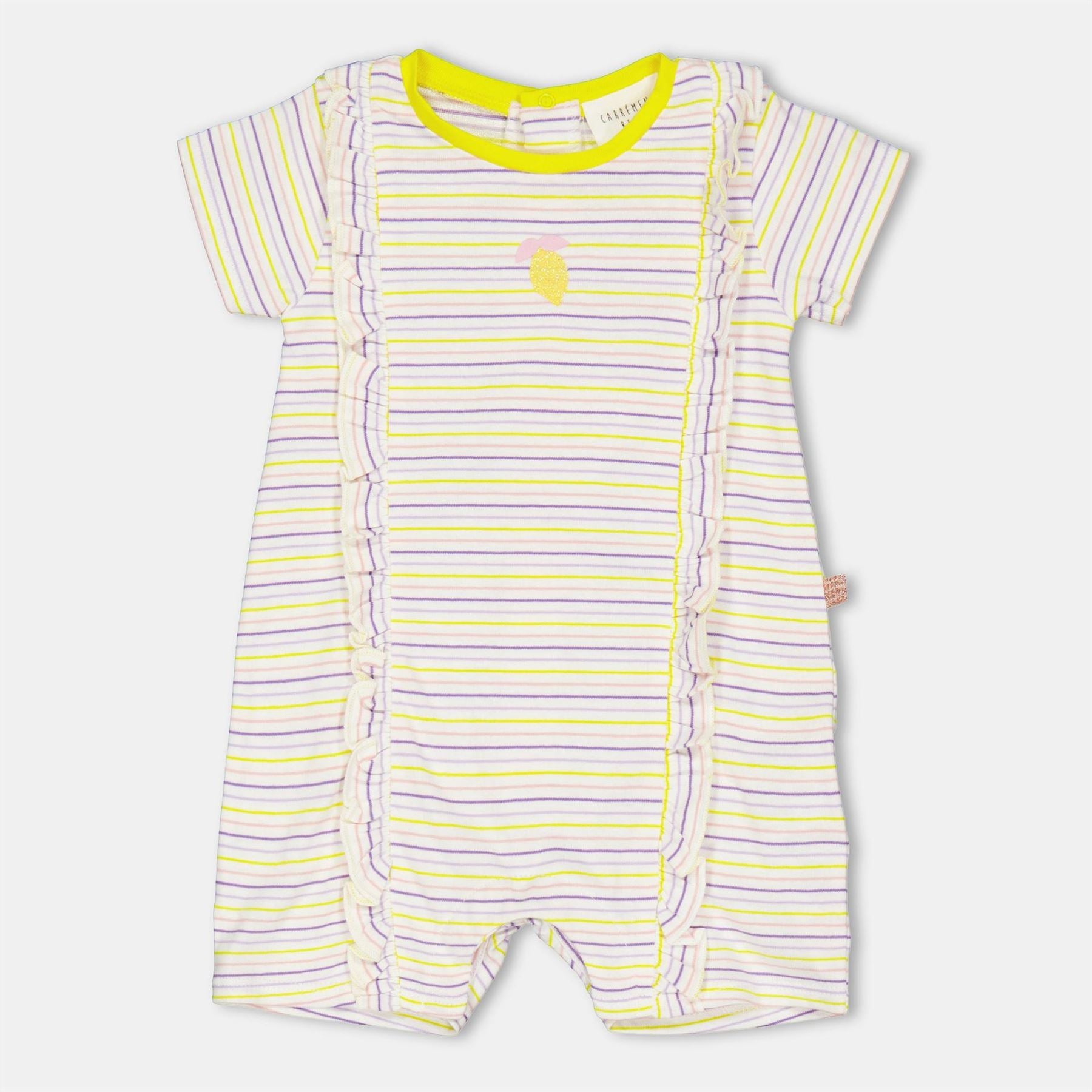 Carrement Beau Crew Neck Short Sleeve Stripe Patterned Playsuit