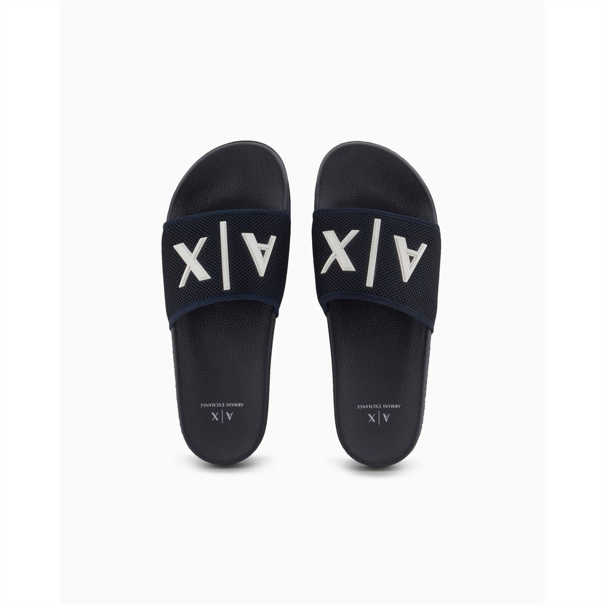 Armani Exchange Exchange Logo Print Open Toe Slide Sandals