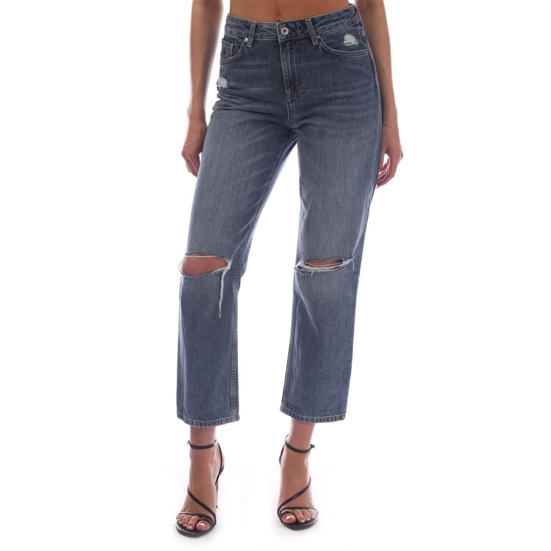Gant Relaxed Fit Cropped Ripped Jeans