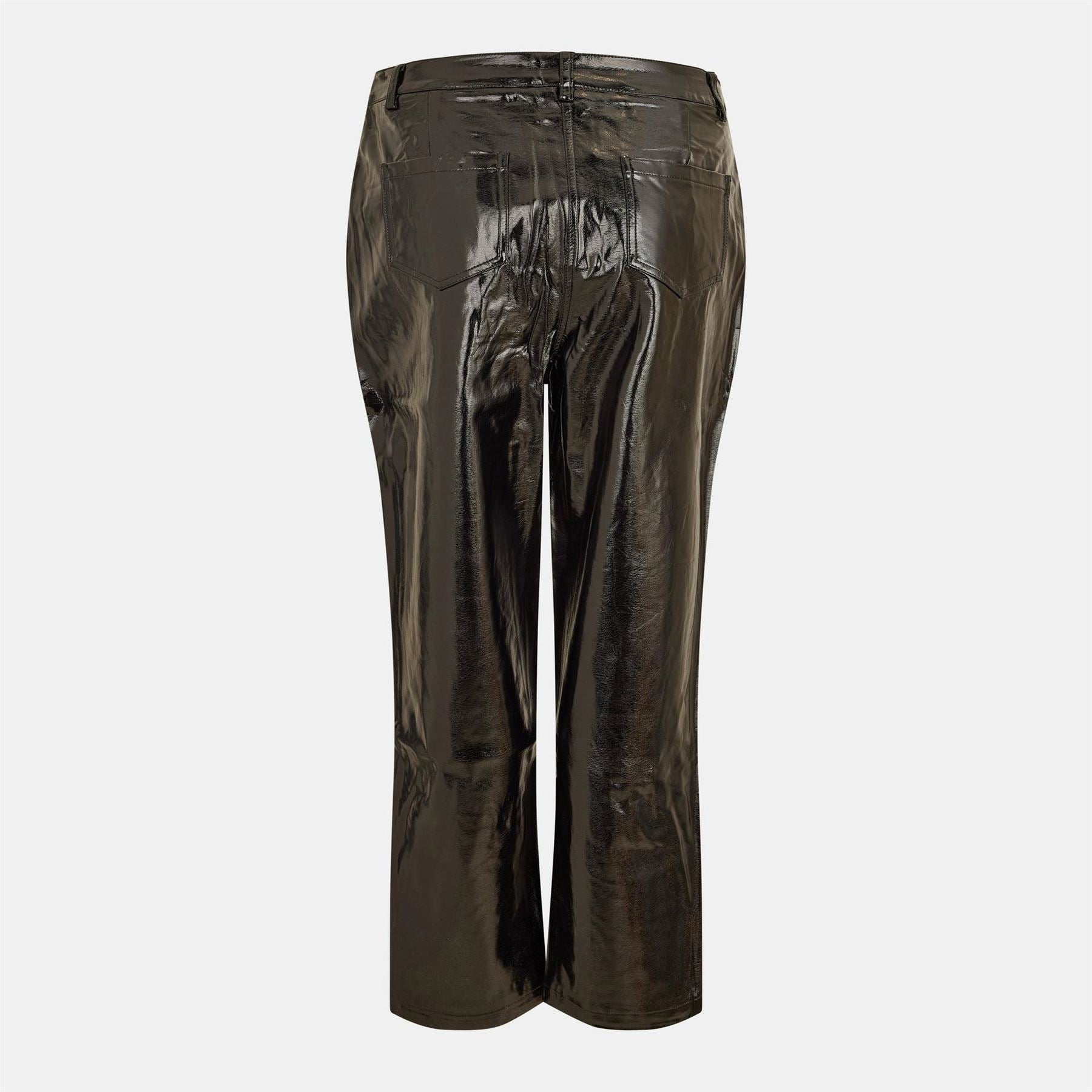 AmyLynn Vinyl Solid Patterned Straight Trousers