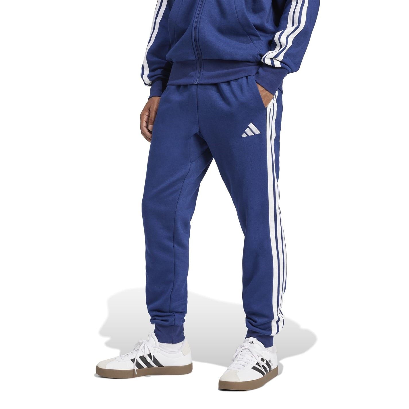 adidas Fleece Tapered Cuff 3 Stripes Joggers M