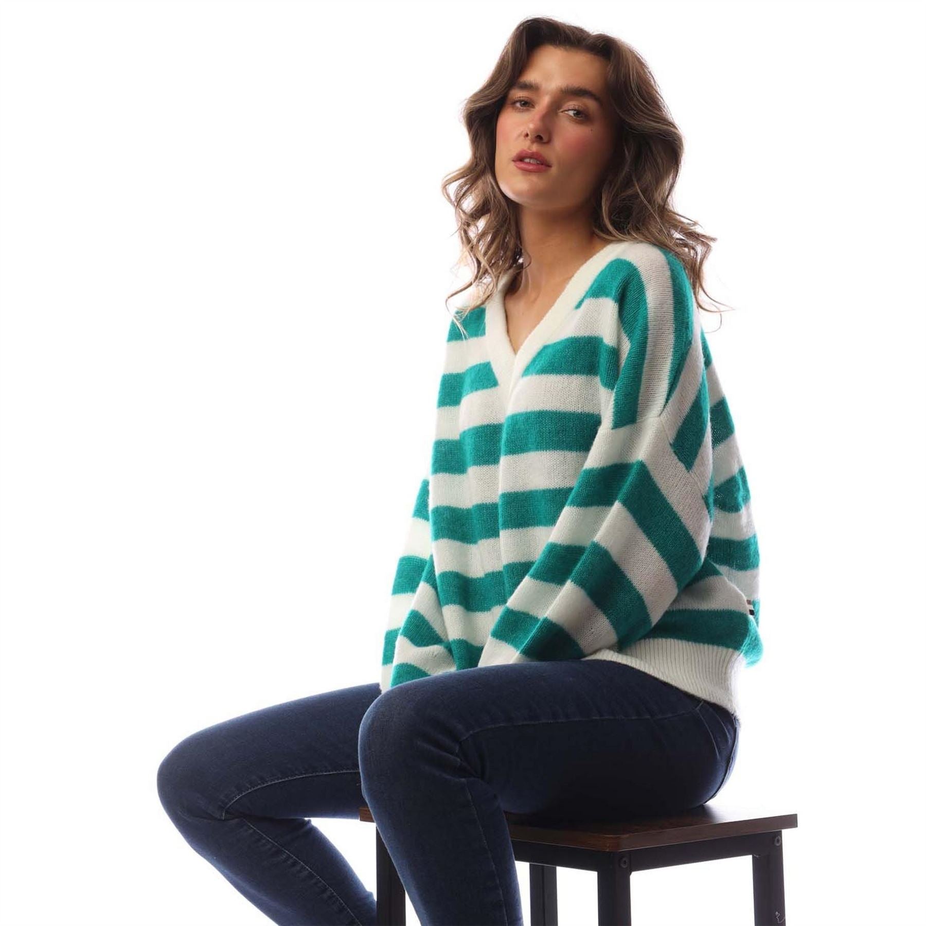 Boss V-Neck Drop Shoulder Long Sleeve Relaxed Fit Sweater