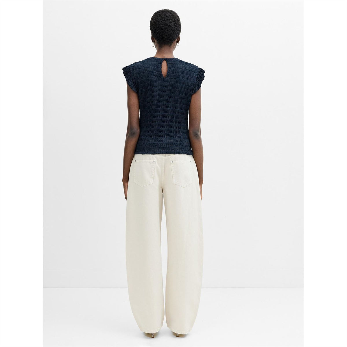 French Connection Zinnia Crew Neck Puff Sleeve Slim Fit Blouse