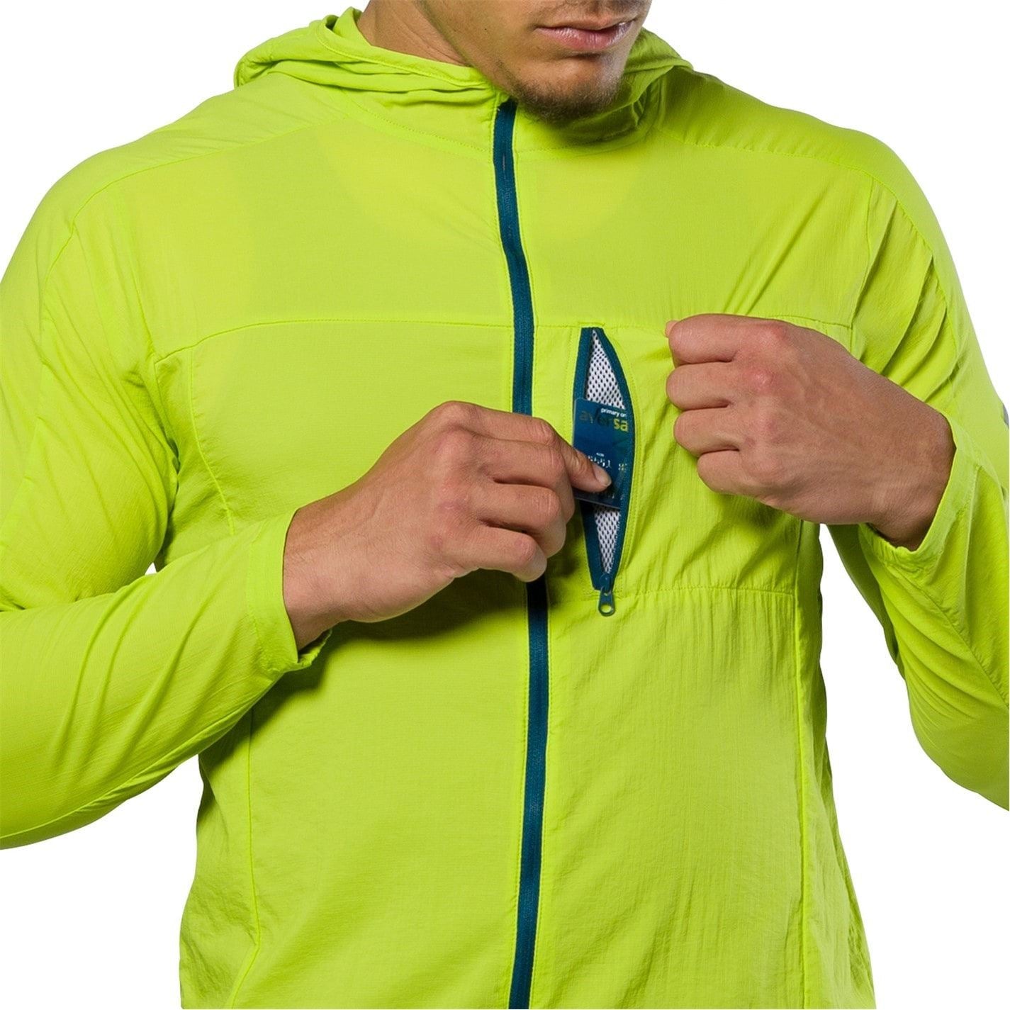 Nathan Stealth Solid Patterned Hooded Windbreaker with Zipped Pocket and Reflective Ribbon