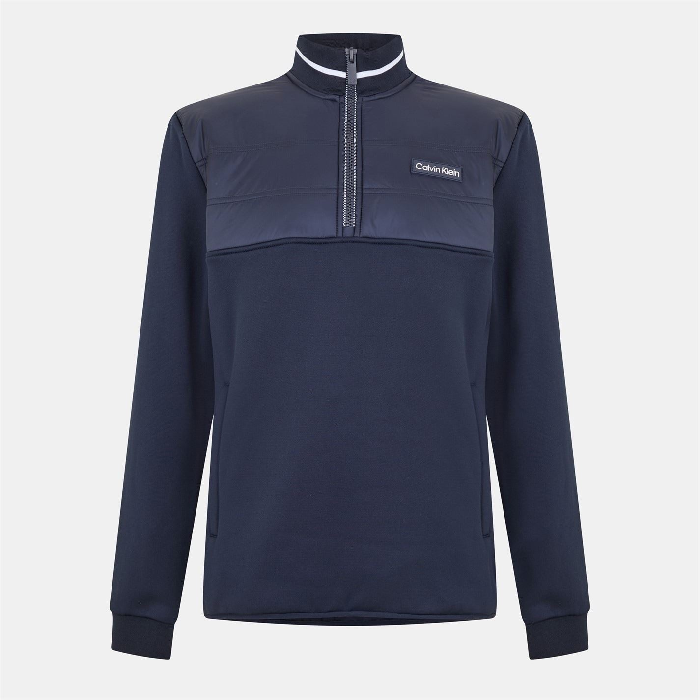 Calvin Klein Golf Solid Patterned Ribbed Cuff Sweatshirt Jacket