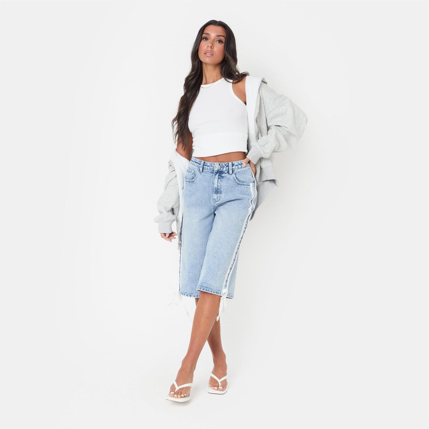 I Saw It First Fit Knee Length Denim Jorts