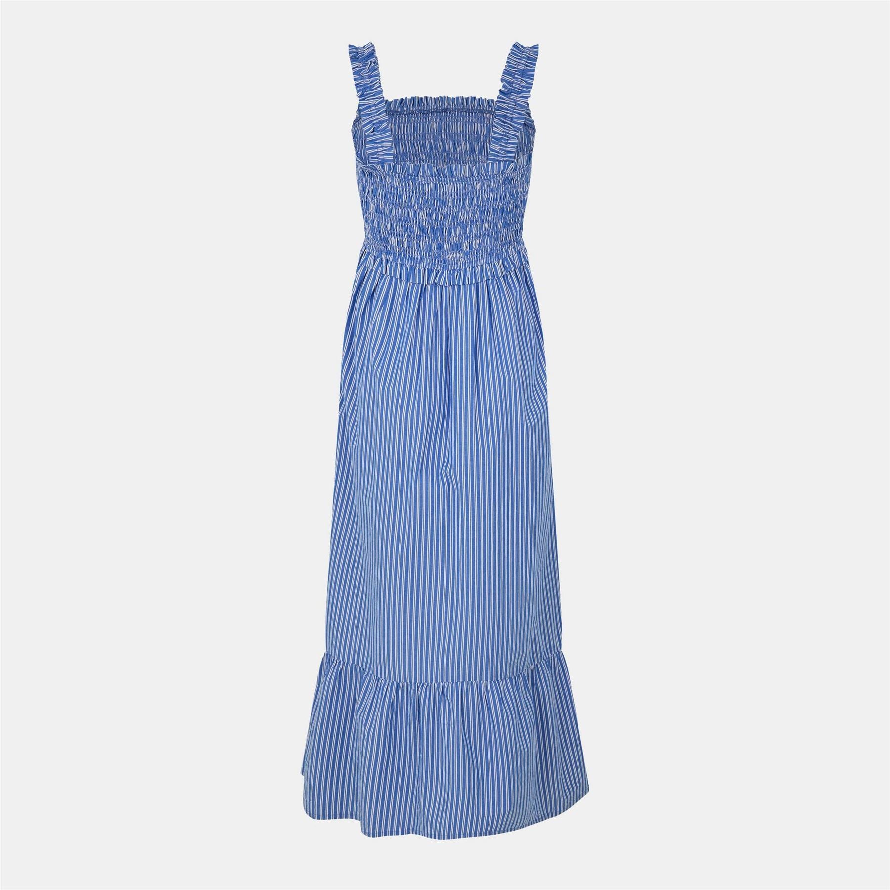 Jack Wills Shirred Striped  Maxi Dress