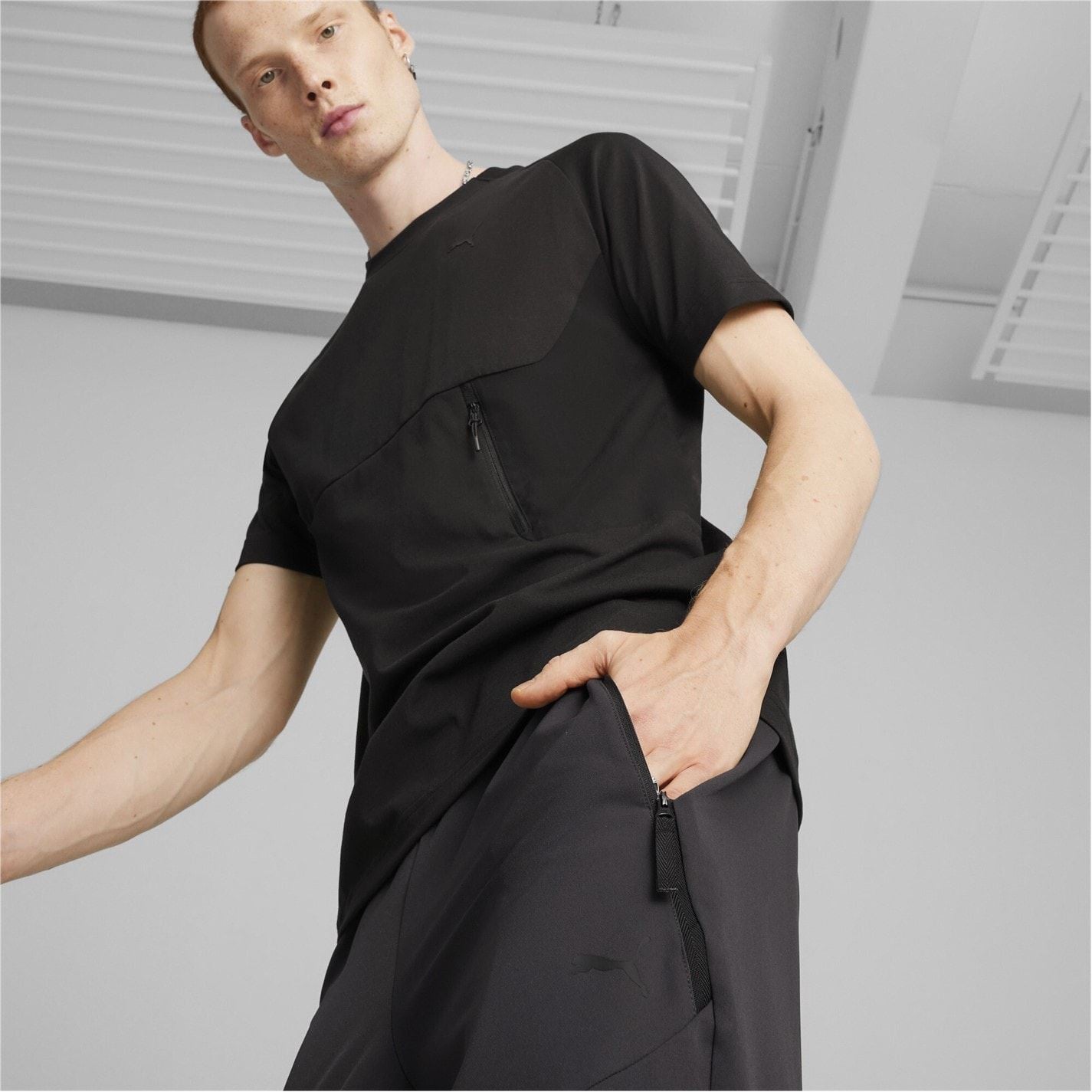 Puma Zipped Pocket Solid Patterned Joggers