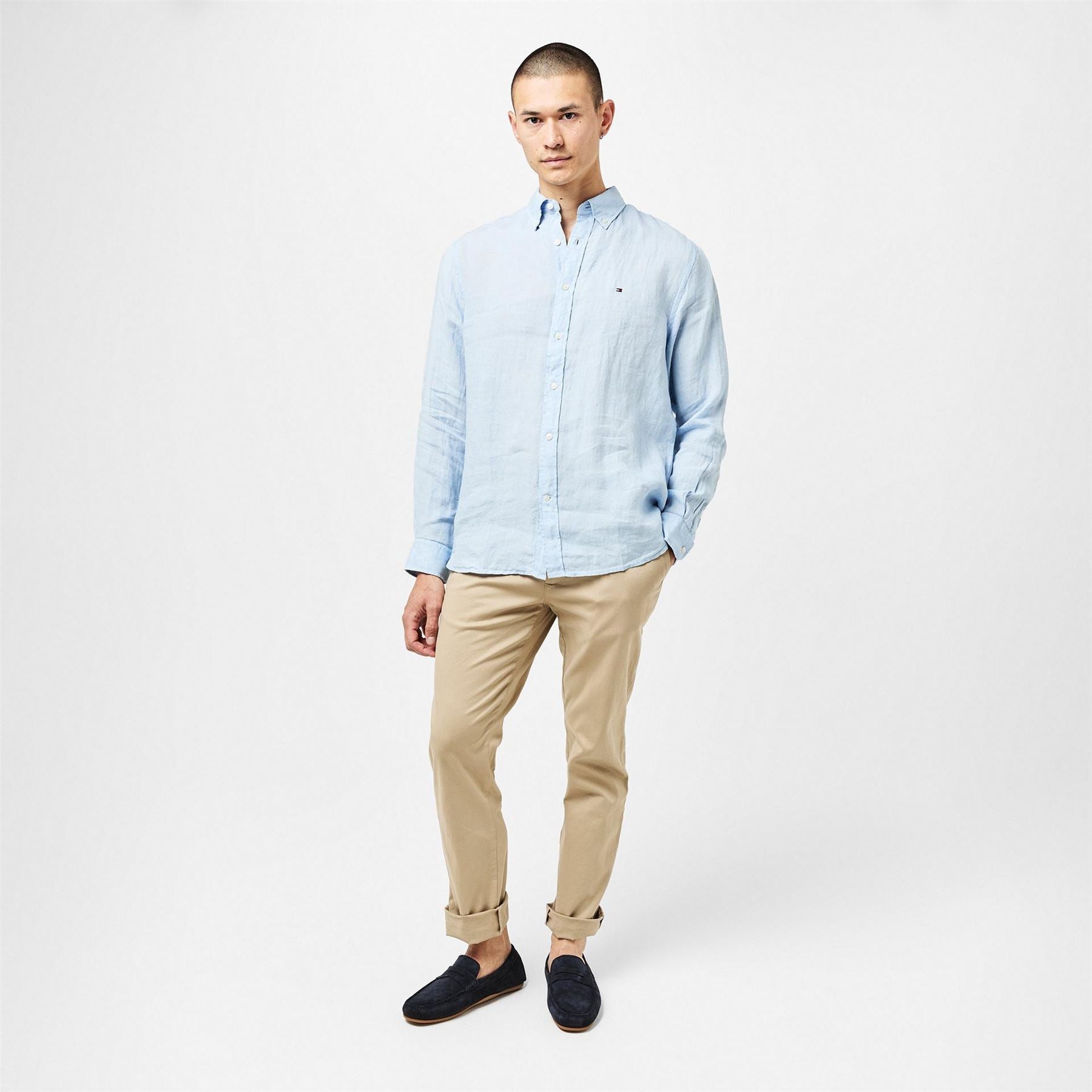 Tommy Hilfiger Pigment Dyed Long Sleeve Plain Shirt