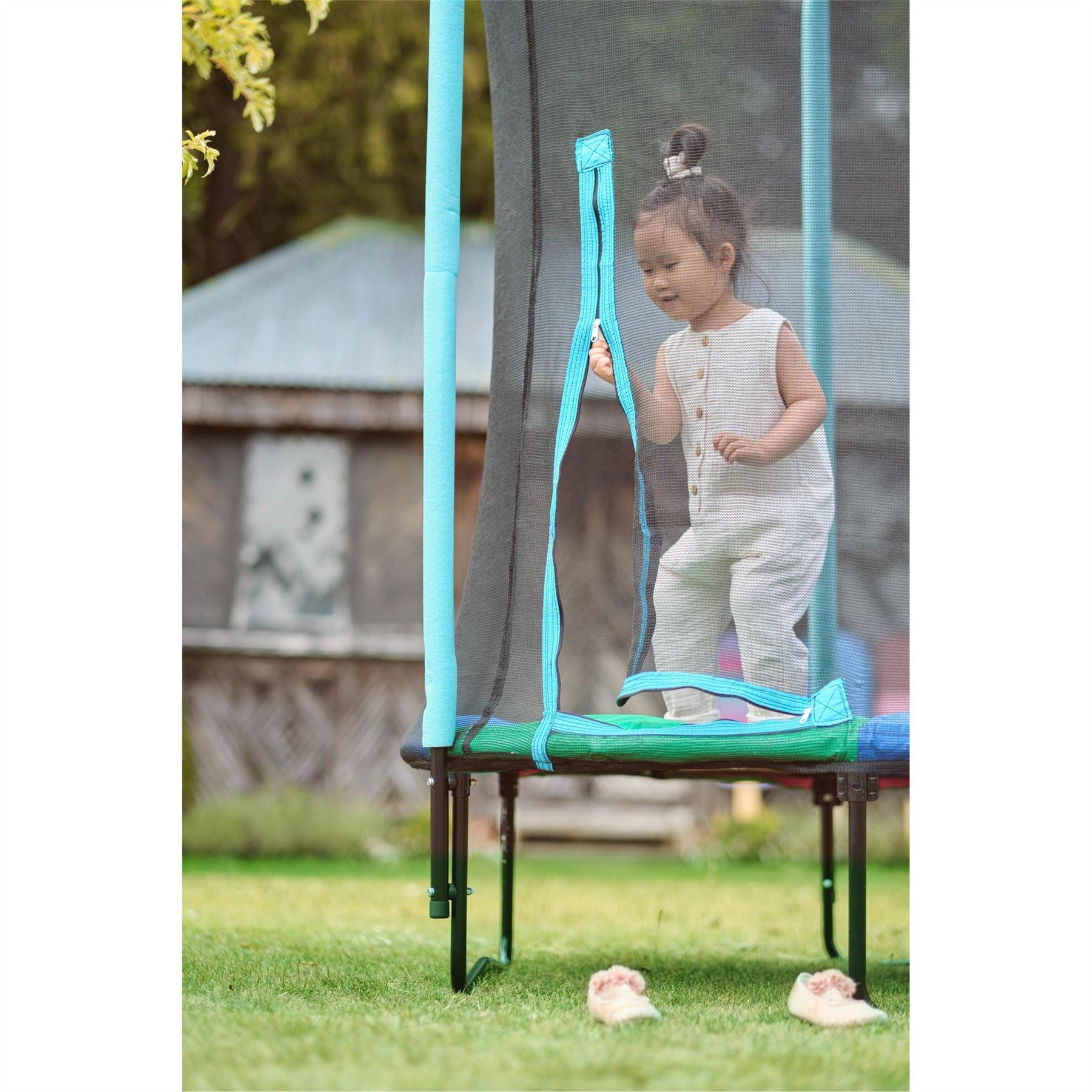 Plum Play Junior Springsafe Trampoline  And  Enclosure   Blue Green