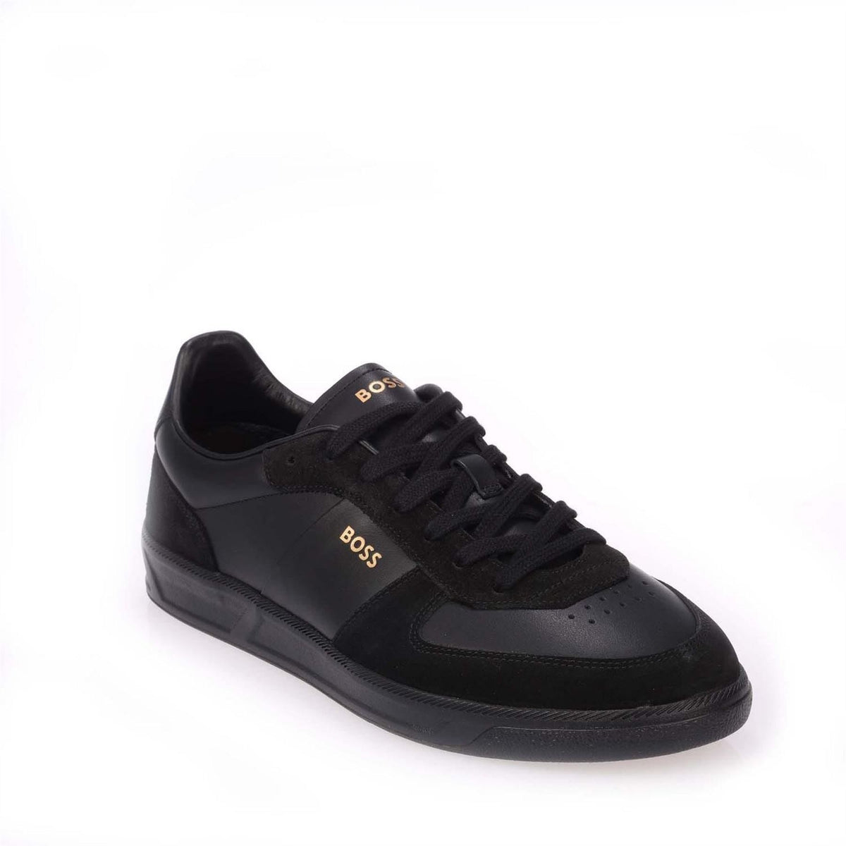 Boss Foil Print Branding Leather Suede Trainers