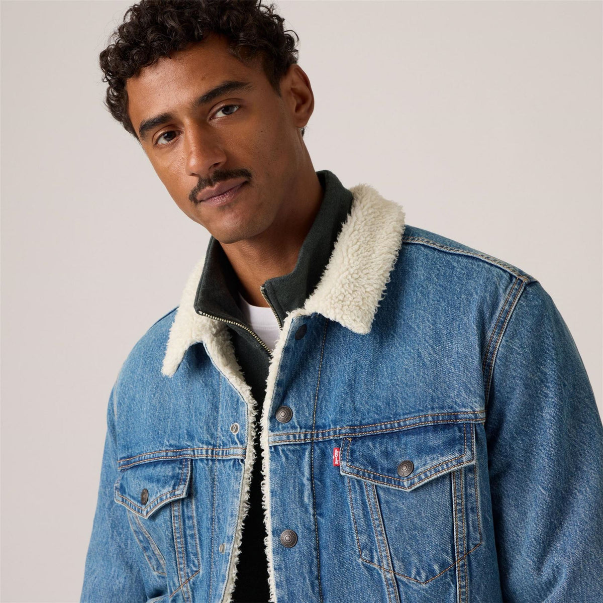 Levis Type 3 Sherpa Cotton Mix Long Sleeve Denim Jacket