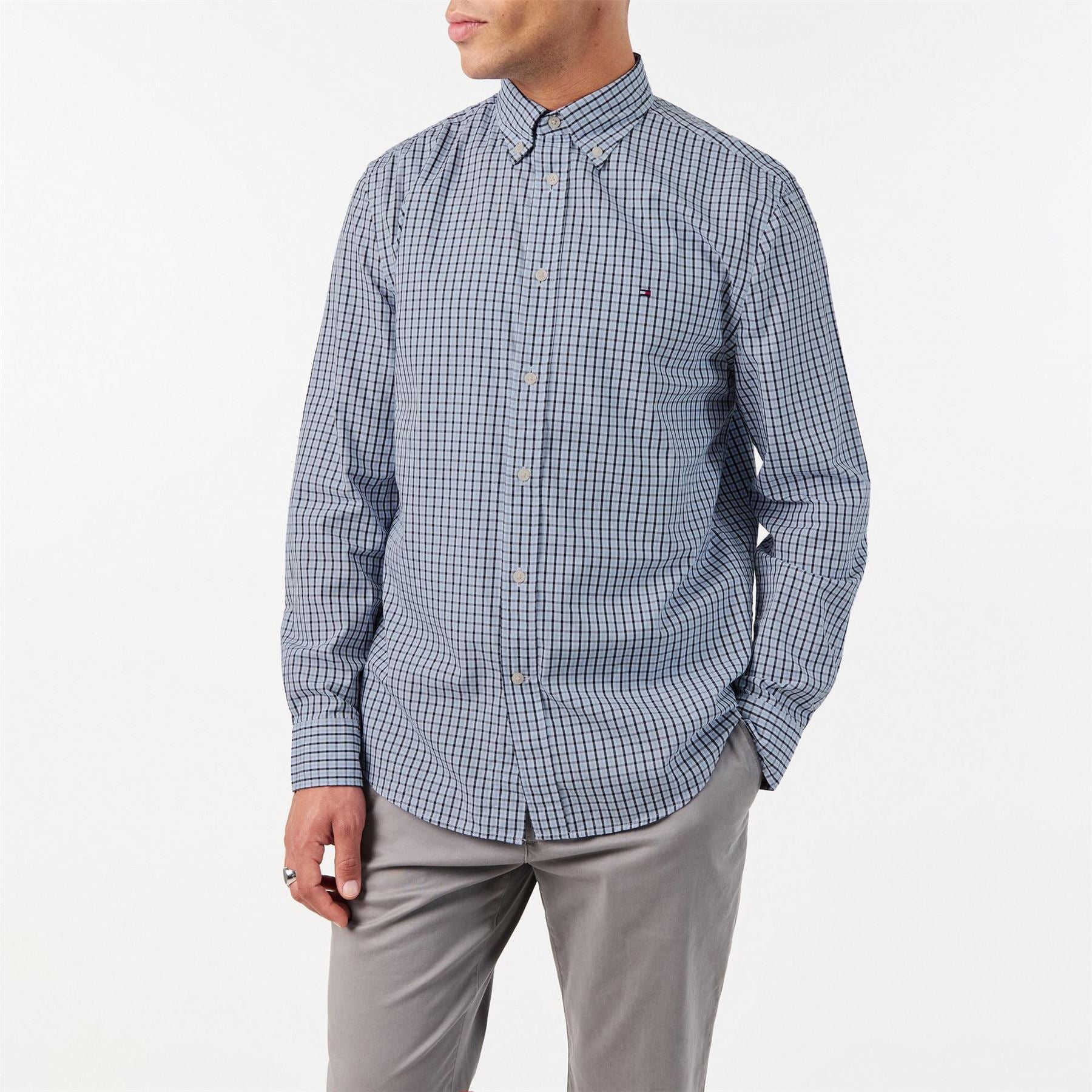 Tommy Hilfiger Flex Poplin Gingham Long Sleeve Patterned Shirt